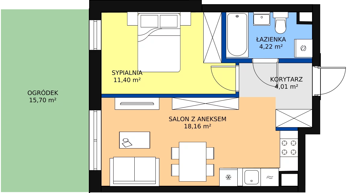 2 pokoje, apartament 39,18 m², parter, oferta nr 0.4, Seaport, Gdynia, Grabówek, ul. Kołłątaja 18