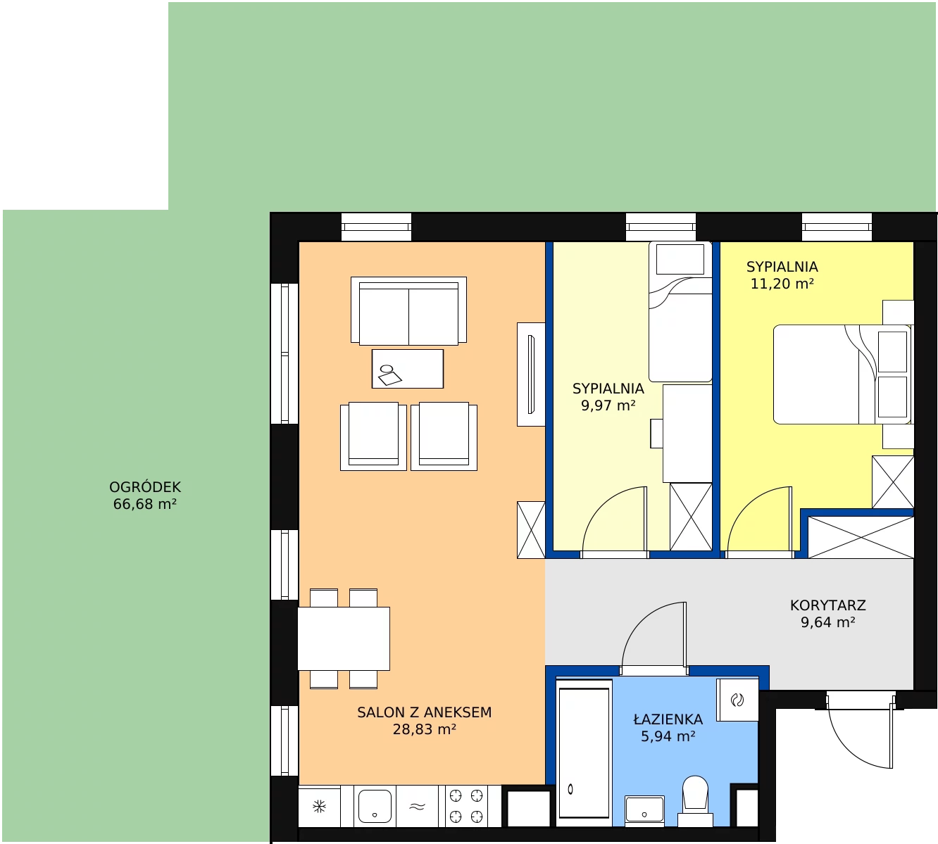 3 pokoje, apartament 67,90 m², parter, oferta nr 0.7, Seaport, Gdynia, Grabówek, ul. Kołłątaja 18