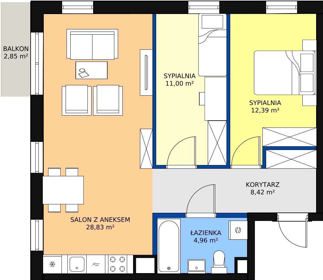 Zalety apartamentu 67.94 m², 2.7