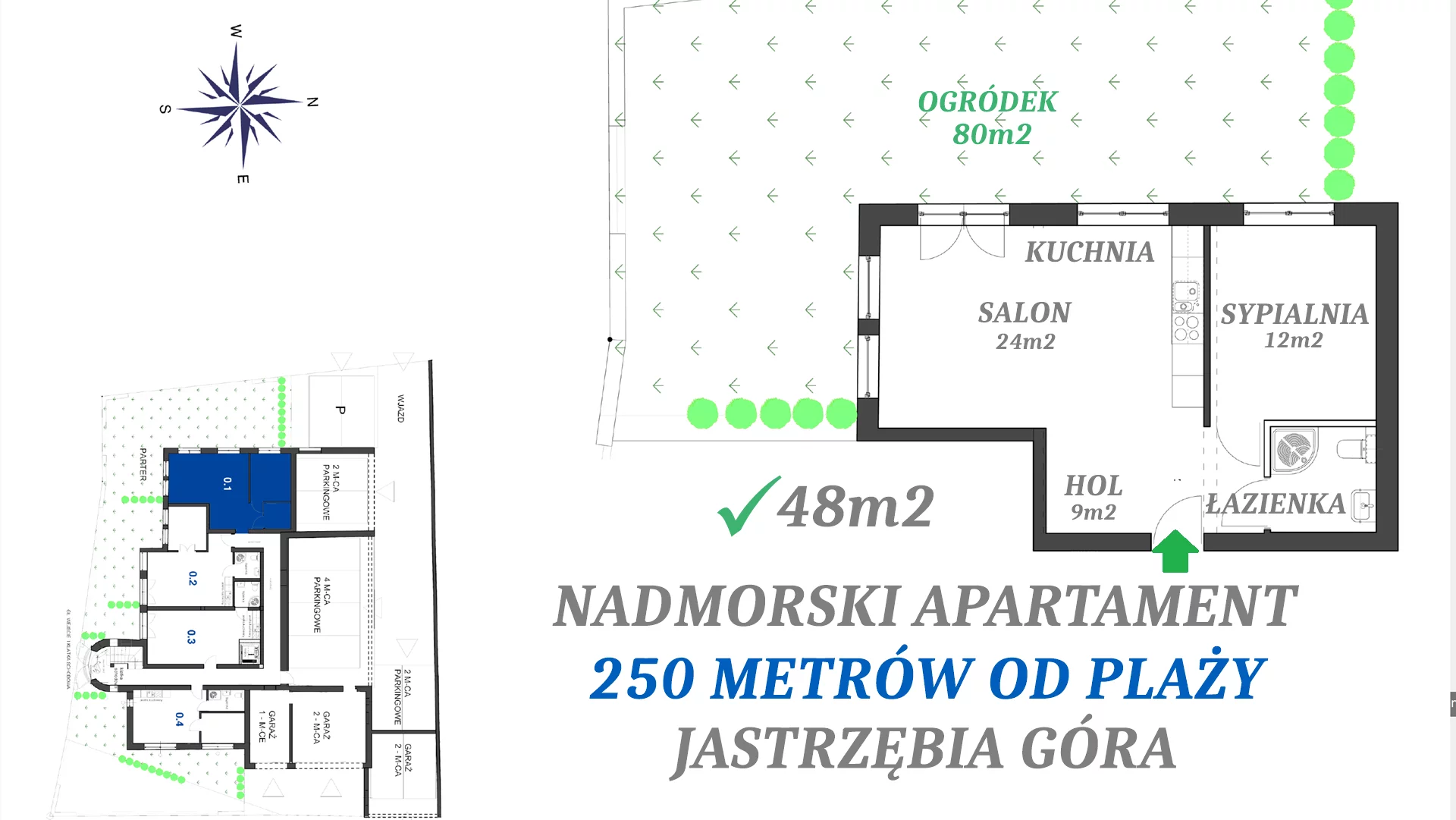 2 pokoje, apartament 48,00 m², parter, oferta nr 0.1, Apartamenty FILMARE, Jastrzębia Góra, ul. Derdowskiego 17