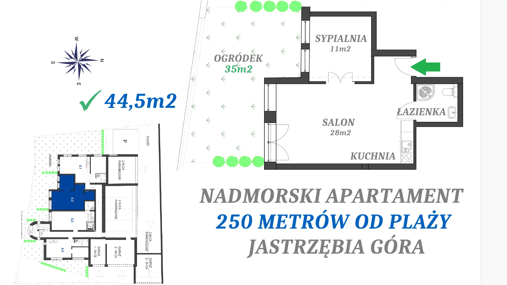2 pokoje, apartament 44,50 m², parter, oferta nr 0.2, Apartamenty FILMARE, Jastrzębia Góra, ul. Derdowskiego 17
