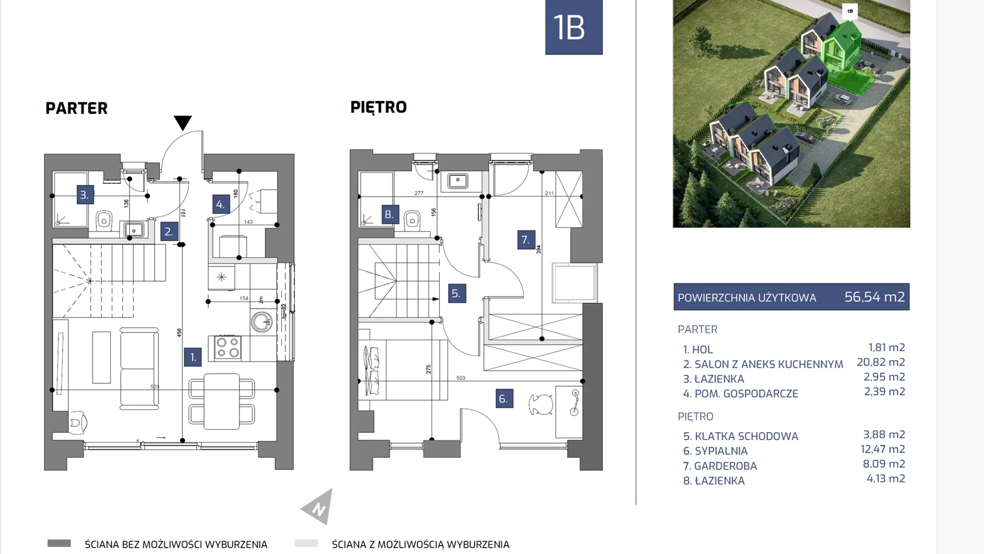 Dom i rezydencja 56,54 m², oferta nr 1B, Nowe Nadmorskie Domy , Jastrzębia Góra