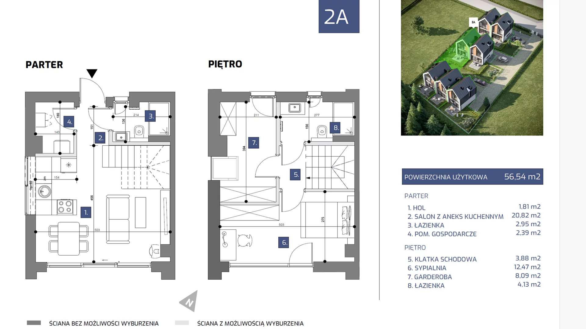 Dom i rezydencja 56,54 m², oferta nr 2A, Nowe Nadmorskie Domy , Jastrzębia Góra