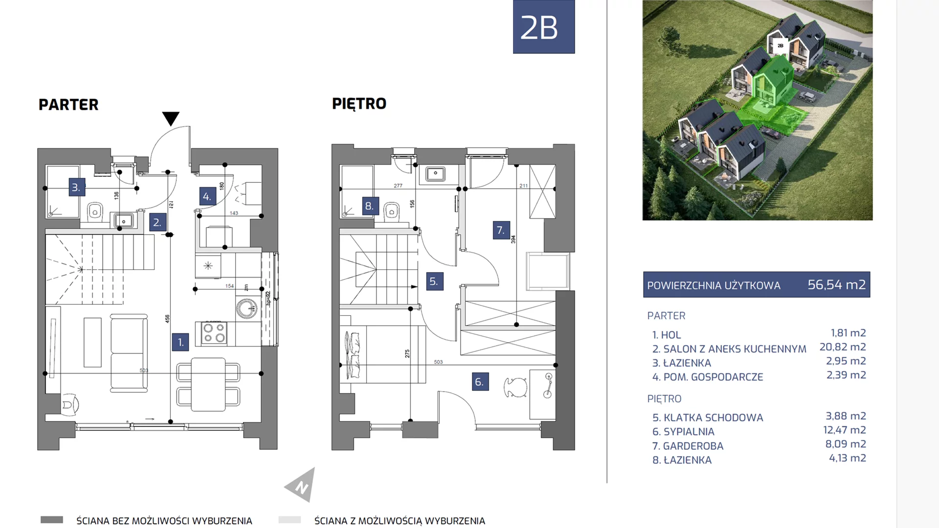 Dom i rezydencja 56,54 m², oferta nr 2B, Nowe Nadmorskie Domy , Jastrzębia Góra