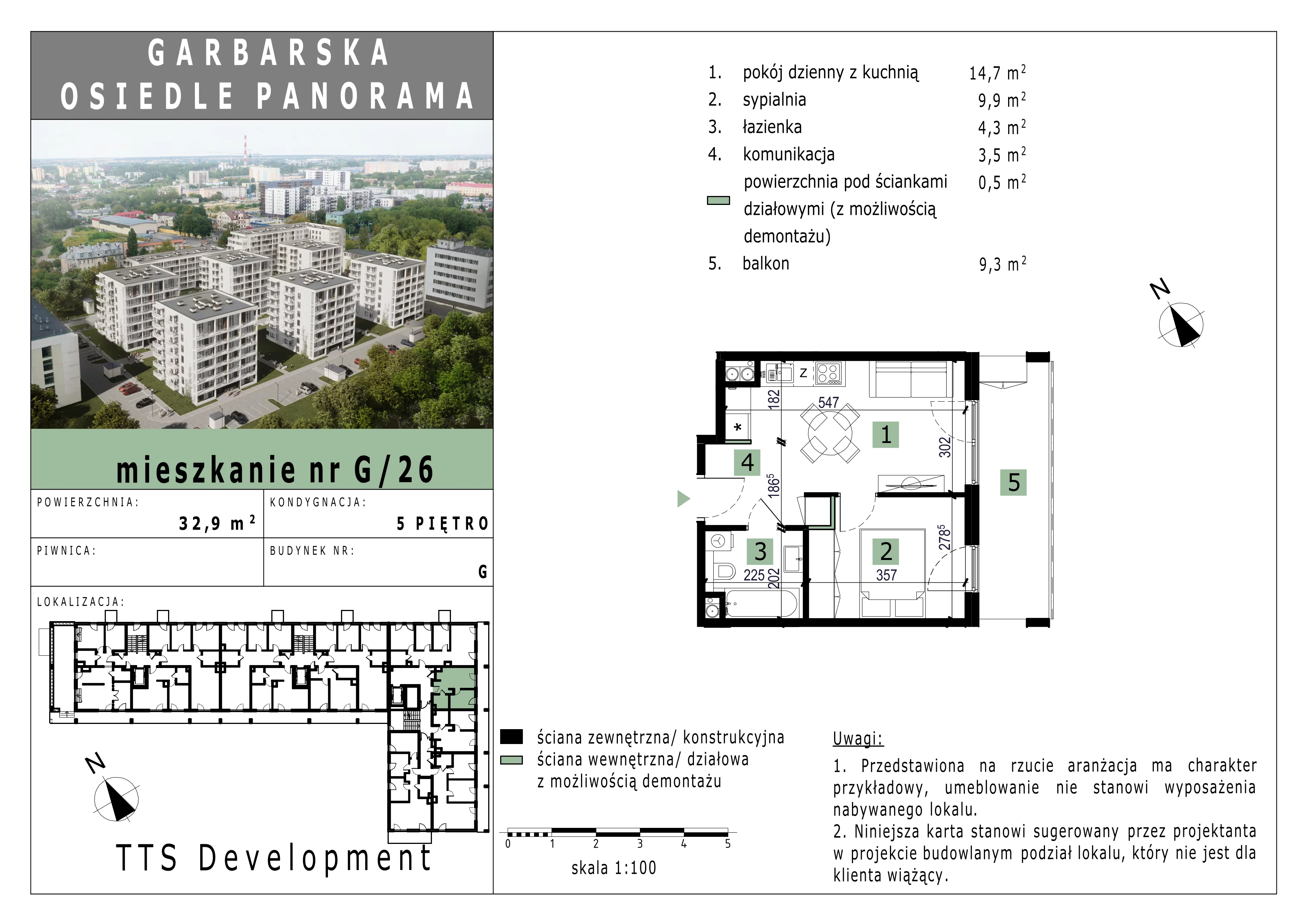 3 pokoje, mieszkanie 68,02 m², piętro 5, oferta nr 25, Osiedle Panorama, Lublin, Kośminek, Majdanek, ul. Garbarska 18A/18B 