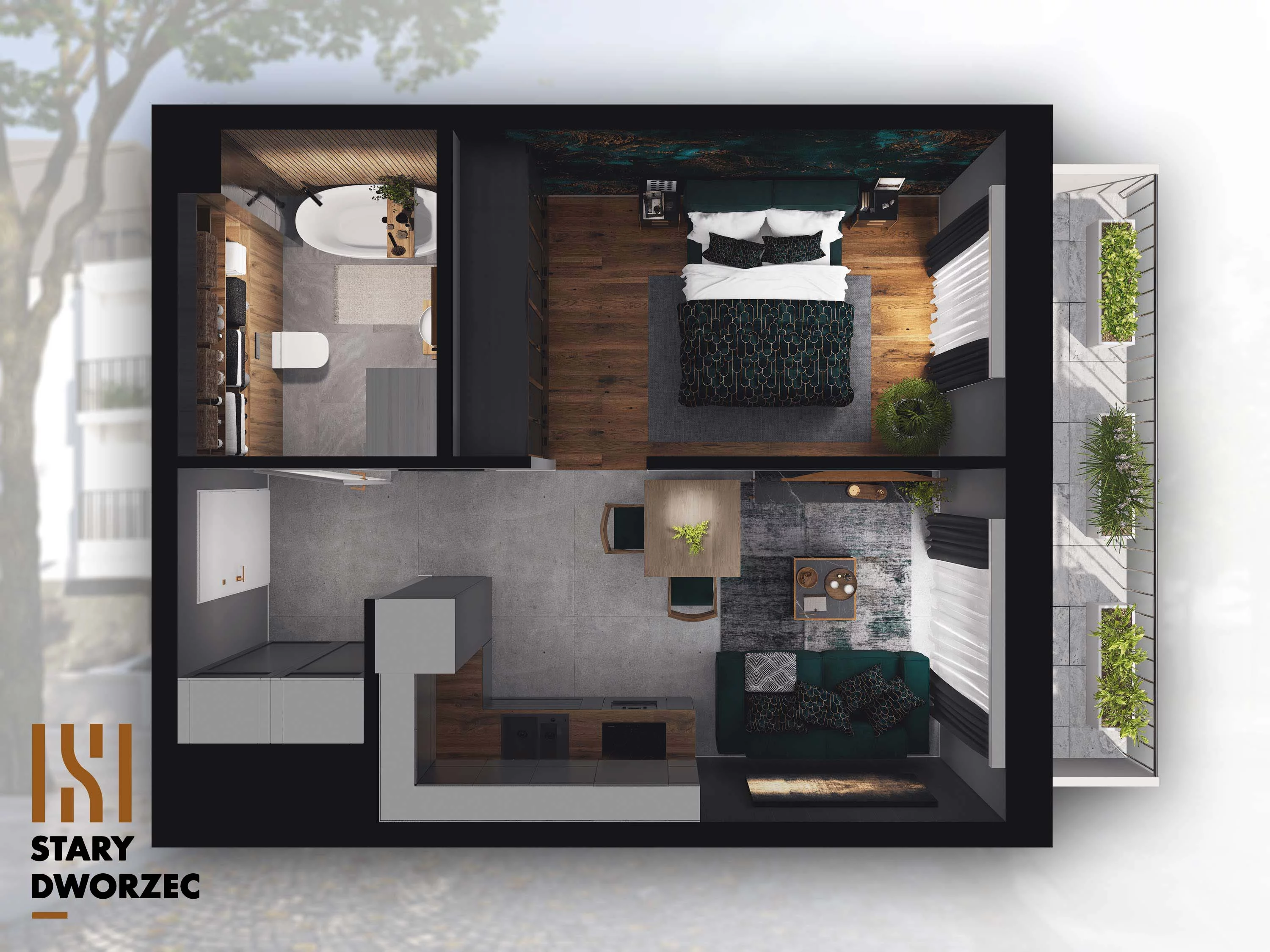 1 pokój, mieszkanie 34,48 m², piętro 2, oferta nr M 64B, Stary Dworzec, Kartuzy, ul. Dworcowa