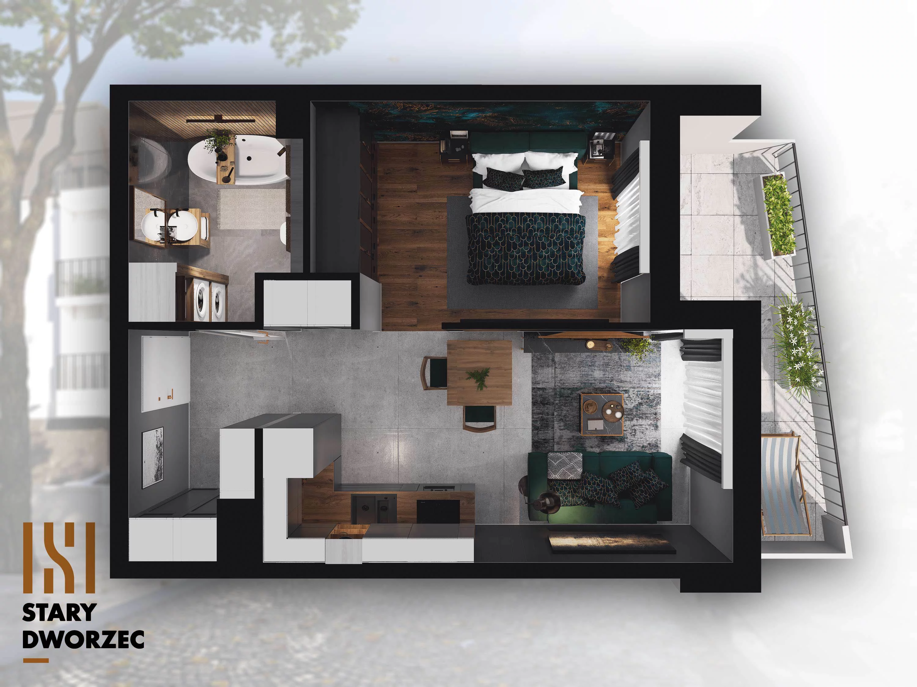 1 pokój, apartament 35,96 m², piętro 1, oferta nr M 15A, Stary Dworzec, Kartuzy, ul. Dworcowa