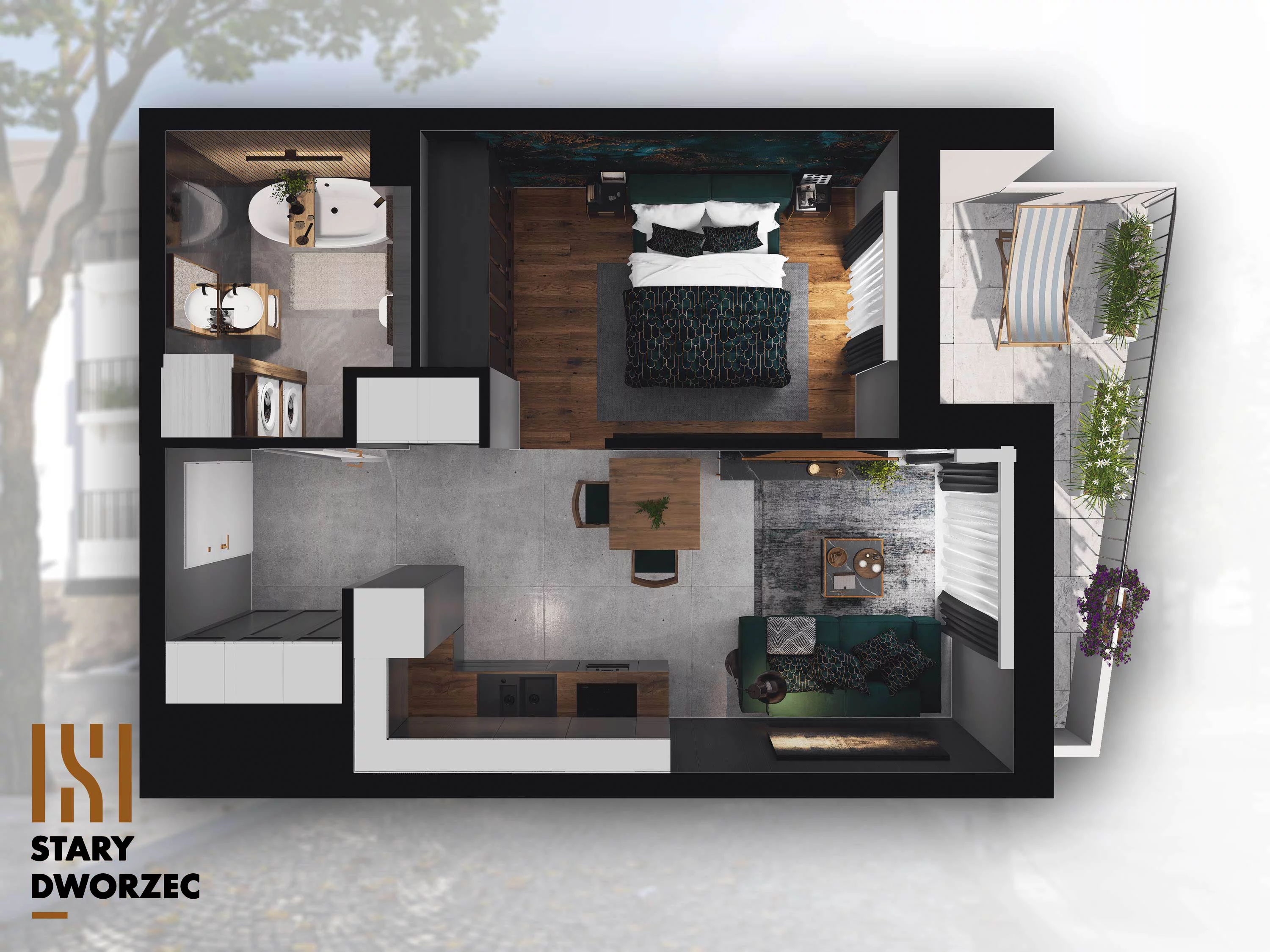 1 pokój, mieszkanie 35,42 m², piętro 1, oferta nr M 16A, Stary Dworzec, Kartuzy, ul. Dworcowa