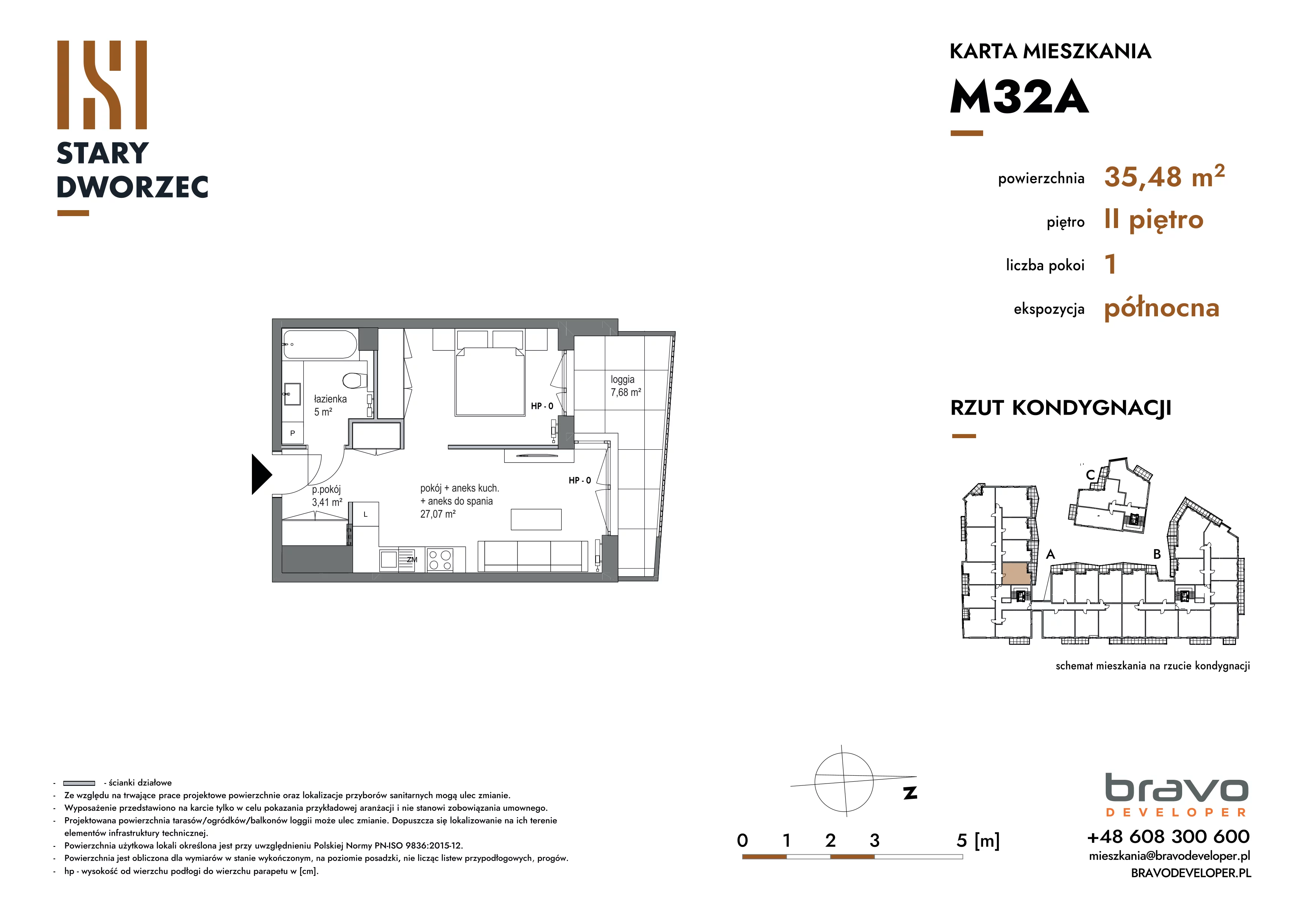 1 pokój, mieszkanie 35,48 m², piętro 2, oferta nr M 32A, Stary Dworzec, Kartuzy, ul. Dworcowa
