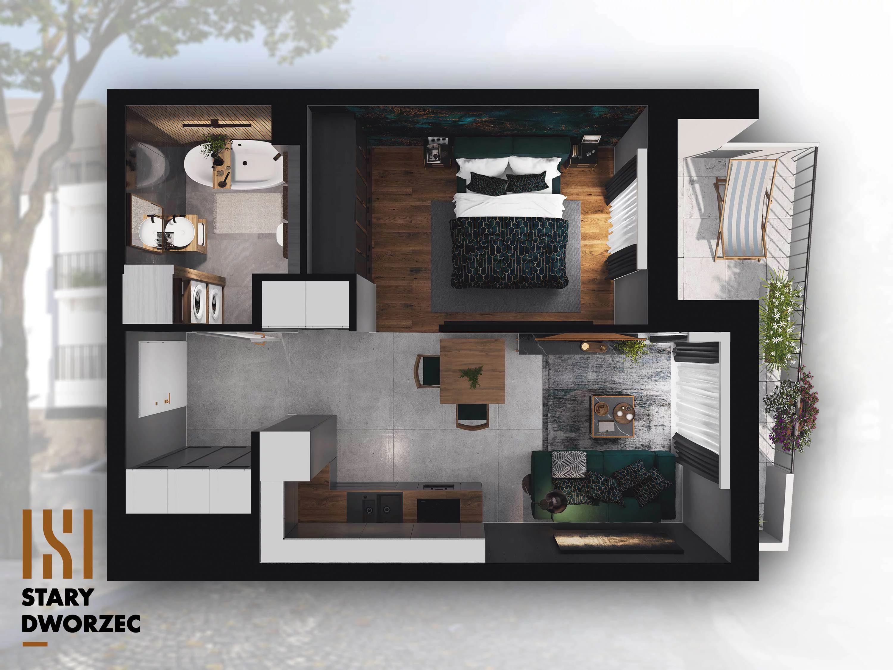 1 pokój, mieszkanie 35,48 m², piętro 2, oferta nr M 32A, Stary Dworzec, Kartuzy, ul. Dworcowa