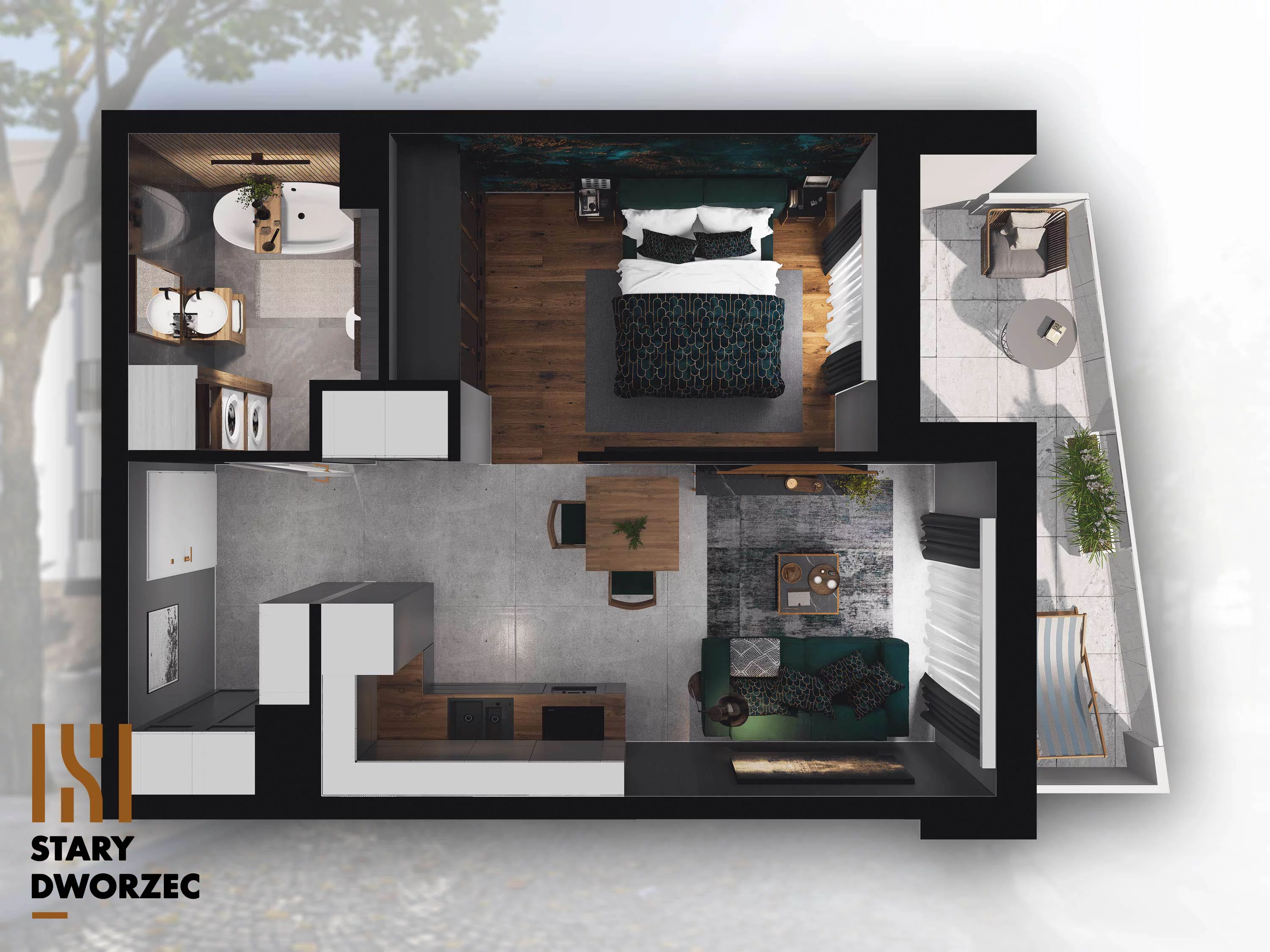 1 pokój, mieszkanie 35,40 m², piętro 3, oferta nr M 46A, Stary Dworzec, Kartuzy, ul. Dworcowa