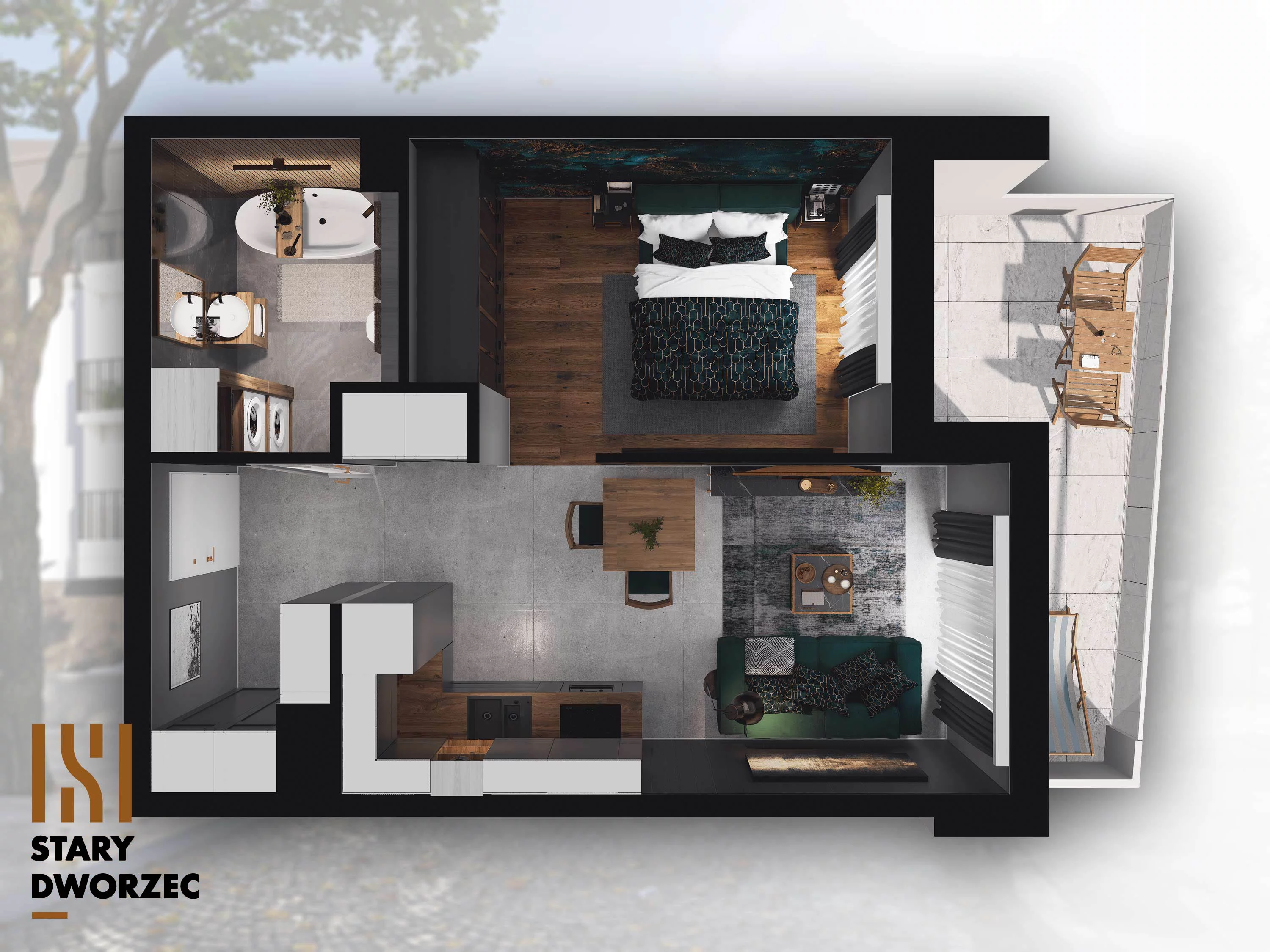1 pokój, mieszkanie 35,45 m², piętro 3, oferta nr M 47A, Stary Dworzec, Kartuzy, ul. Dworcowa