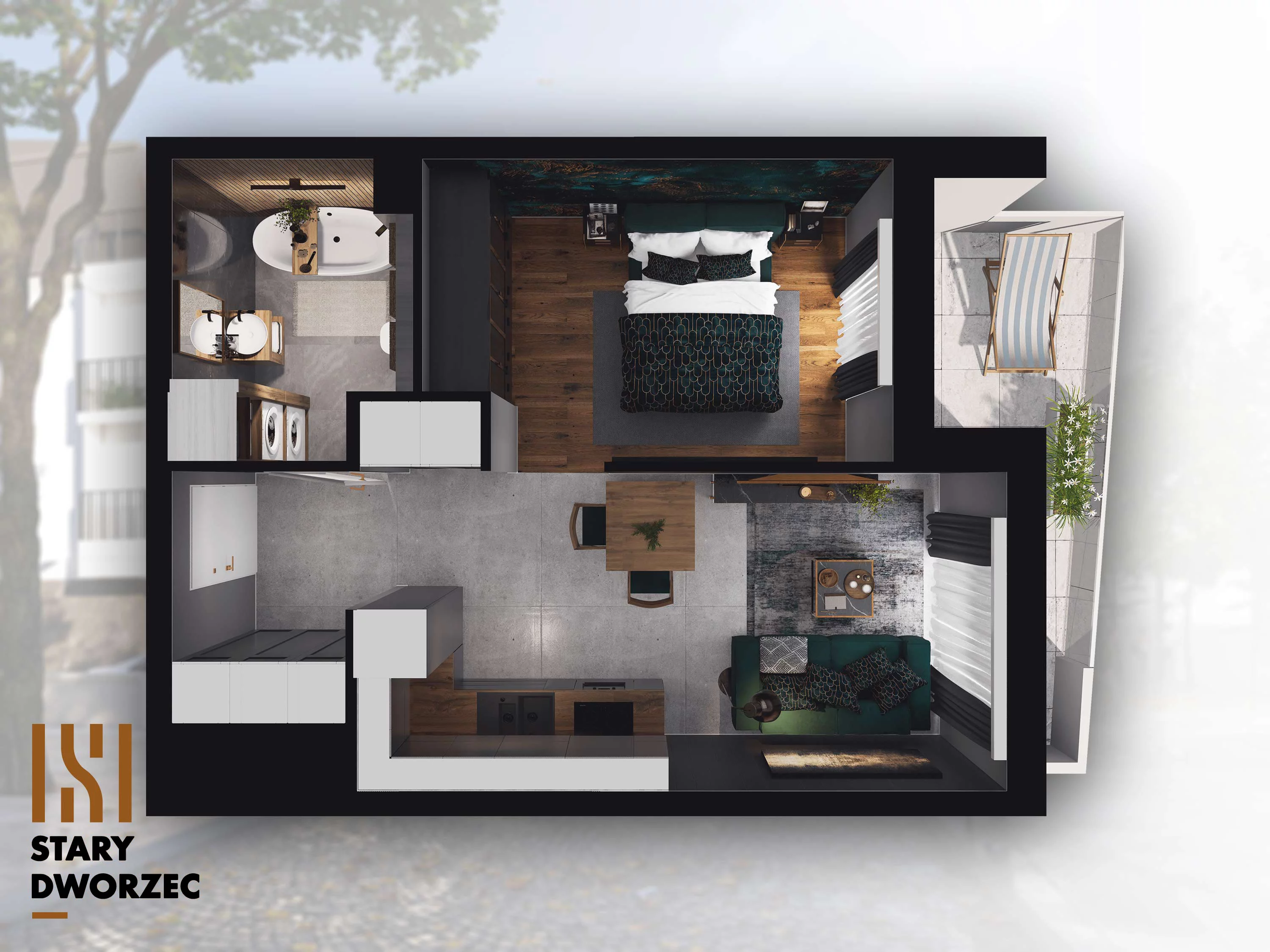1 pokój, mieszkanie 34,84 m², piętro 3, oferta nr M 48A, Stary Dworzec, Kartuzy, ul. Dworcowa