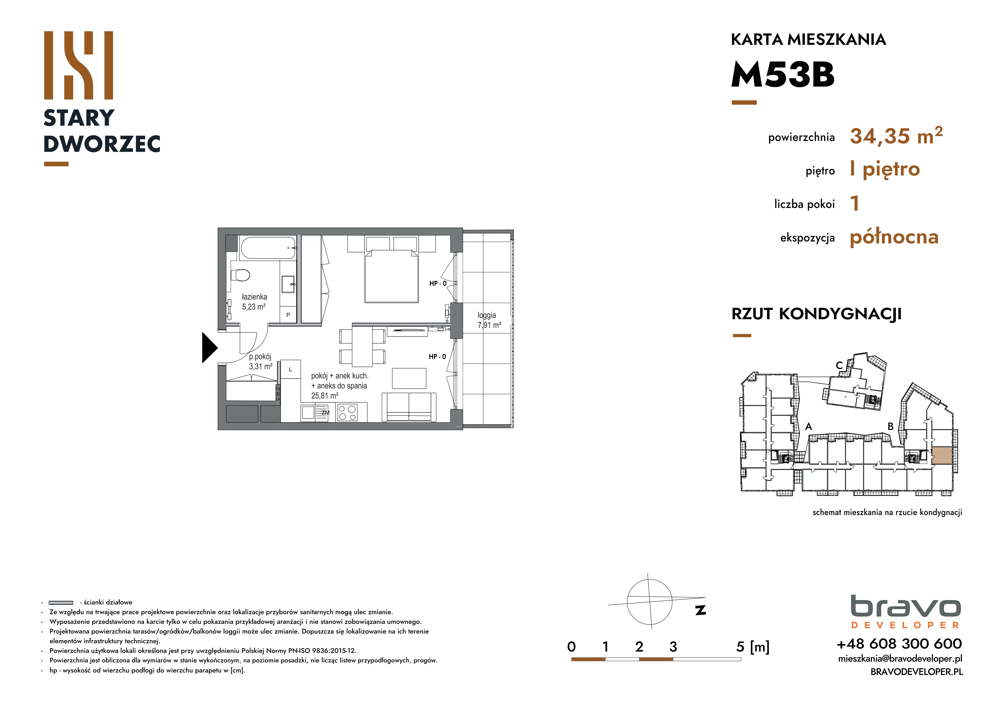 1 pokój, mieszkanie 34,35 m², piętro 1, oferta nr M 53B, Stary Dworzec, Kartuzy, ul. Dworcowa