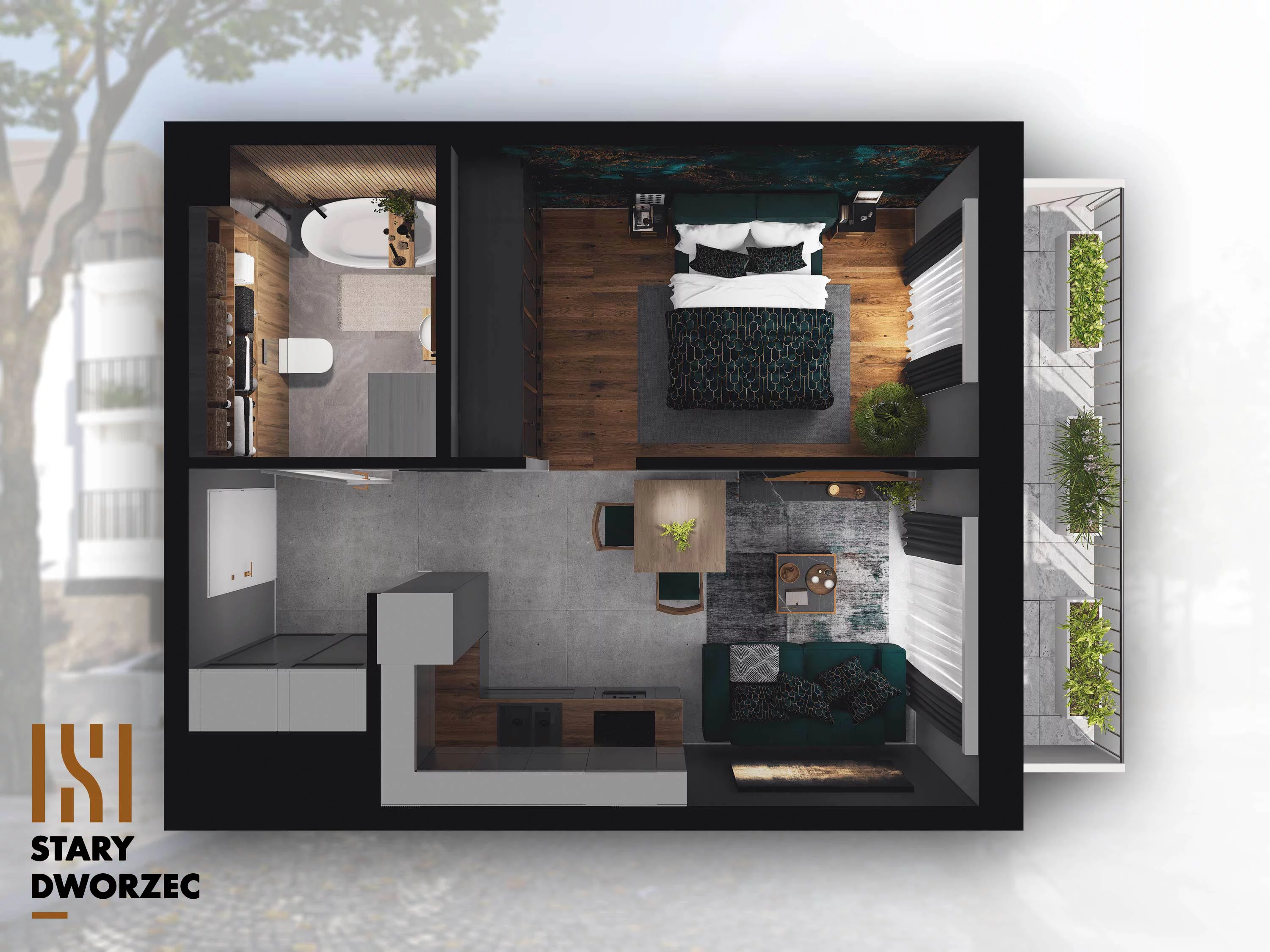 1 pokój, mieszkanie 34,35 m², piętro 1, oferta nr M 53B, Stary Dworzec, Kartuzy, ul. Dworcowa