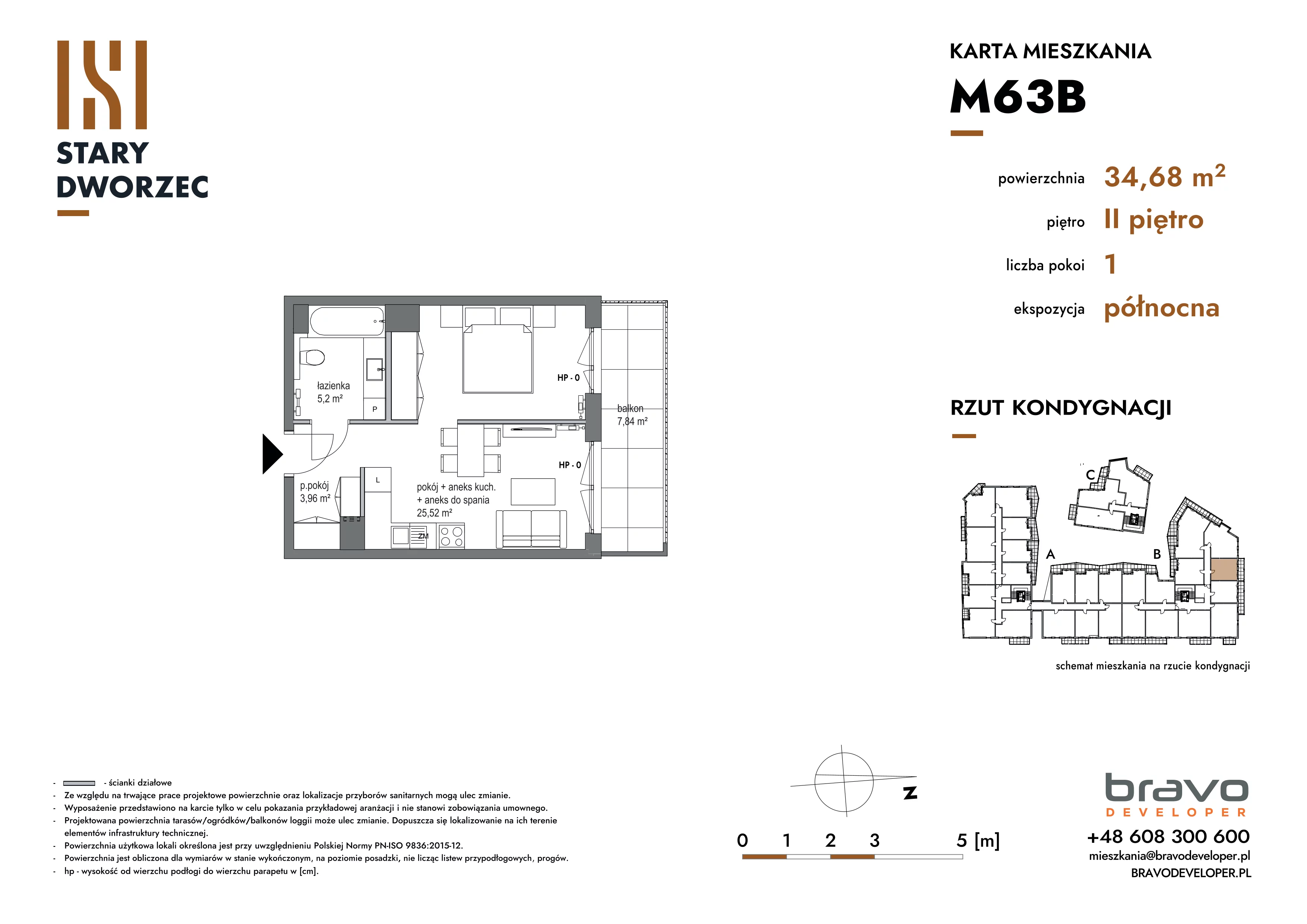 1 pokój, mieszkanie 34,68 m², piętro 2, oferta nr M 63B, Stary Dworzec, Kartuzy, ul. Dworcowa