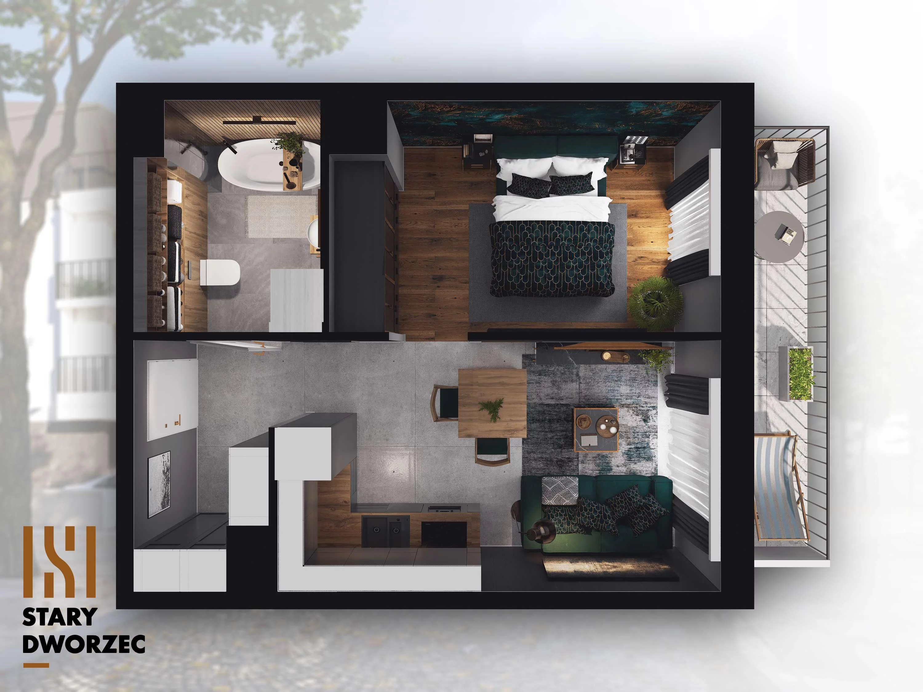 1 pokój, mieszkanie 34,68 m², piętro 2, oferta nr M 63B, Stary Dworzec, Kartuzy, ul. Dworcowa