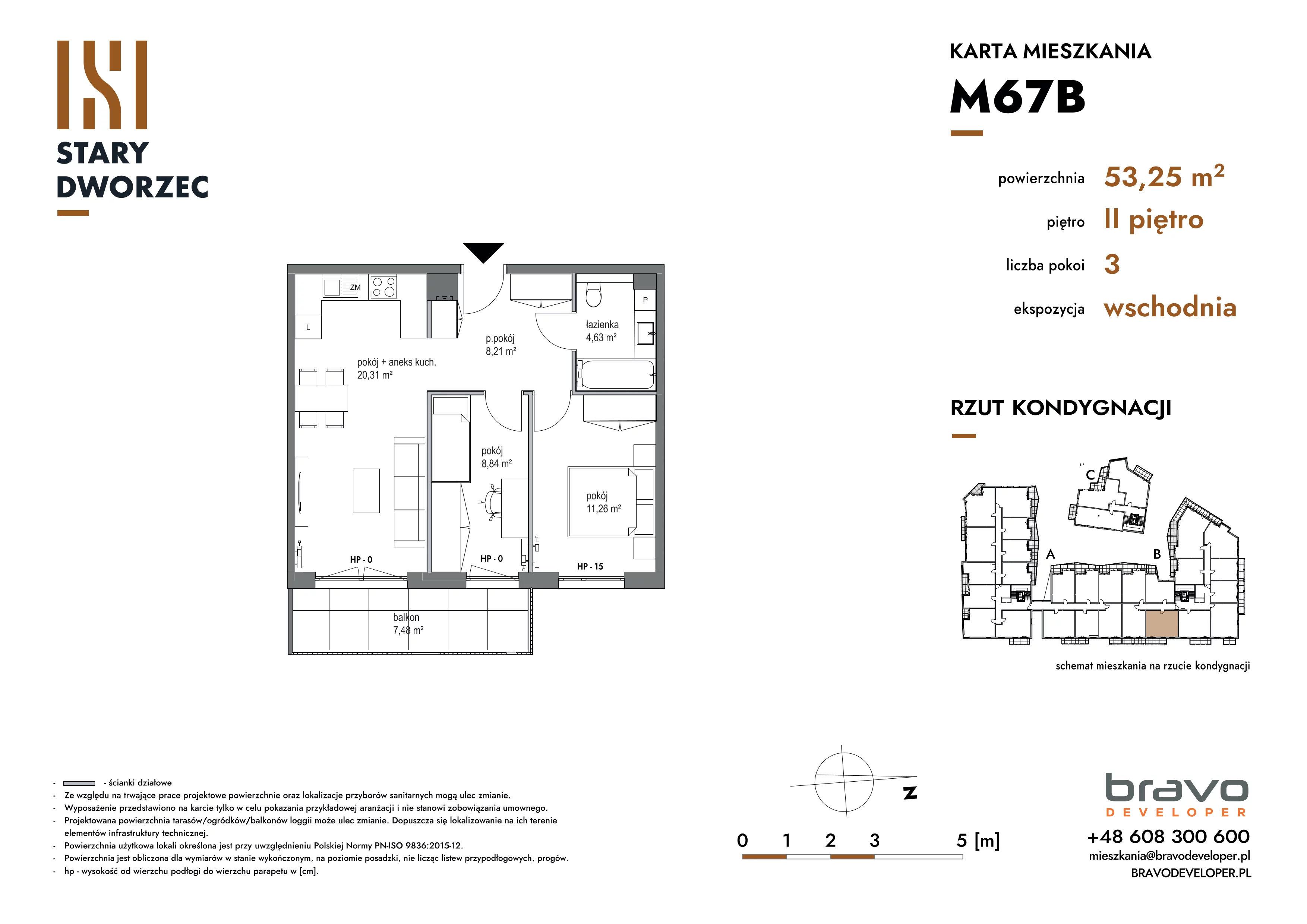 3 pokoje, mieszkanie 53,25 m², piętro 2, oferta nr M 67B, Stary Dworzec, Kartuzy, ul. Dworcowa