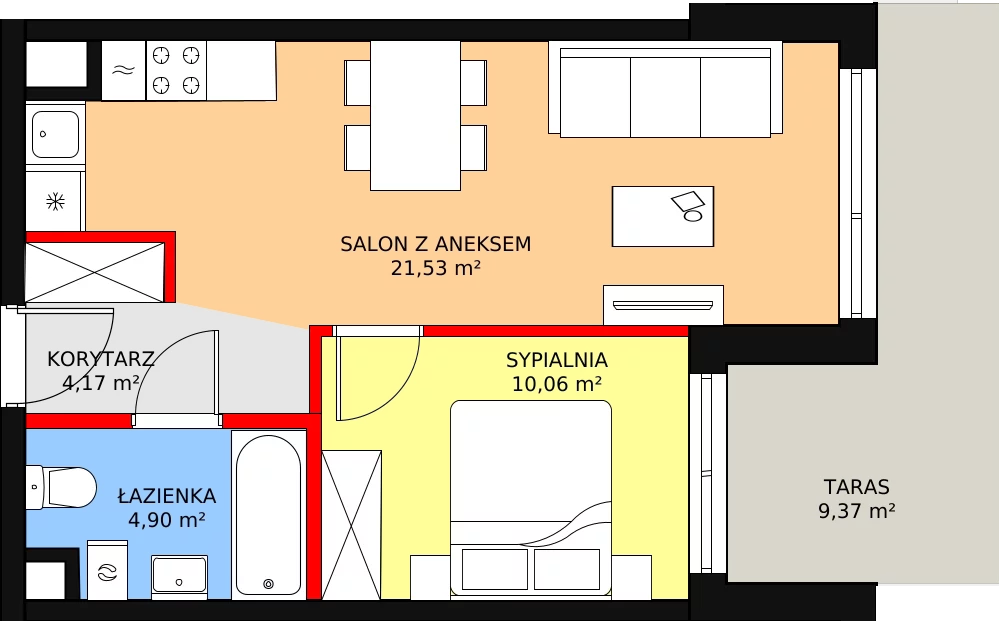 Mieszkanie 40,66 m², parter, oferta nr B2.5, Quercus, Gdańsk, Ujeścisko-Łostowice, ul. Wielkopolska