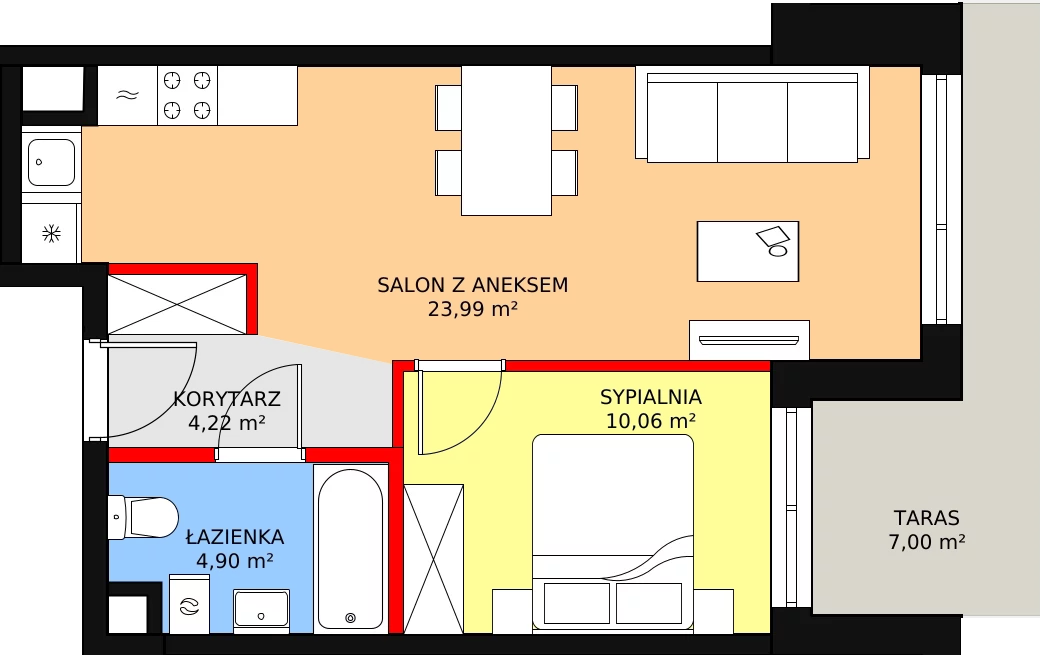 Mieszkanie 43,17 m², parter, oferta nr B2.8, Quercus, Gdańsk, Ujeścisko-Łostowice, ul. Wielkopolska