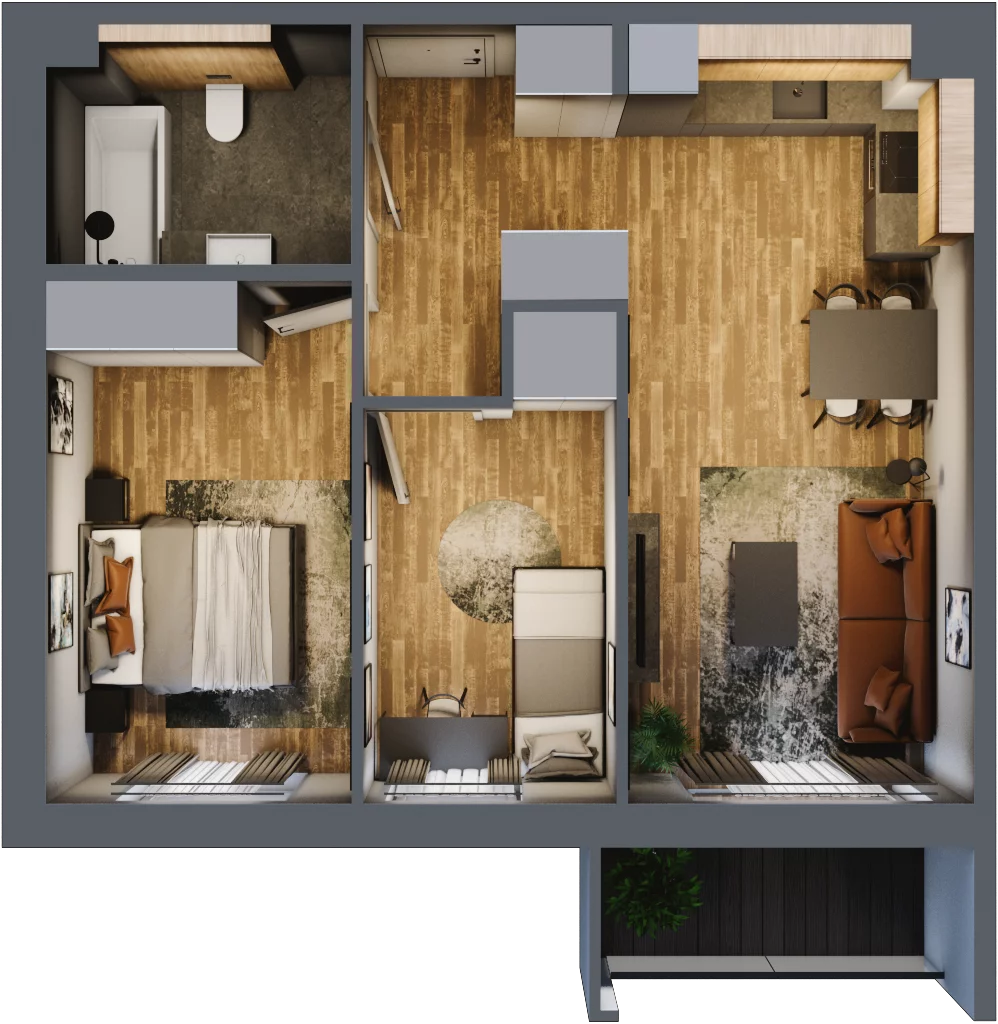 3 pokoje, mieszkanie 52,14 m², piętro 1, oferta nr M 6A, Stary Dworzec, Kartuzy, ul. Dworcowa