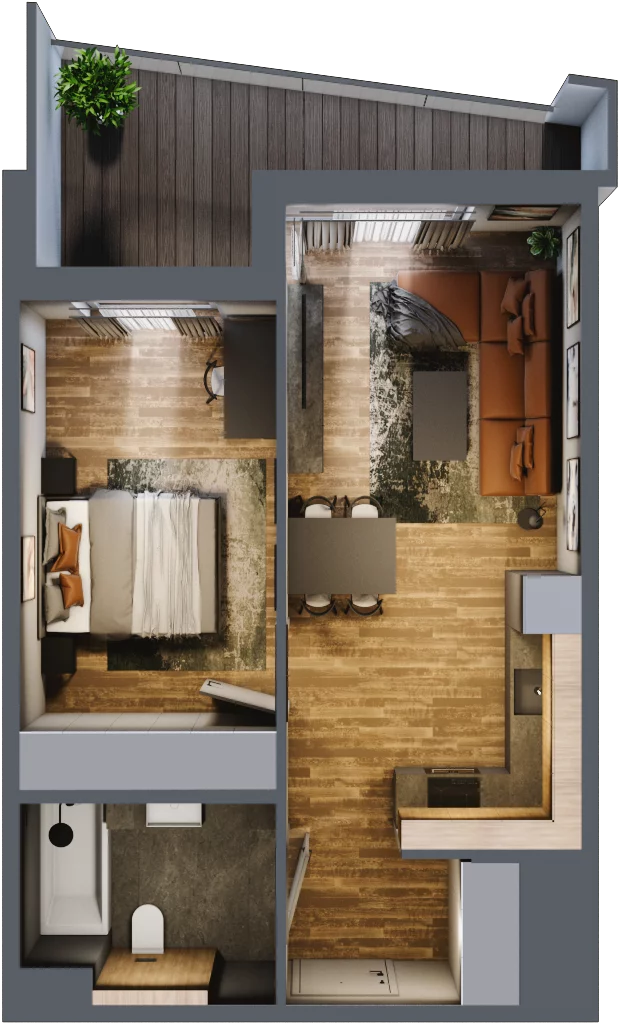 2 pokoje, mieszkanie 42,79 m², piętro 2, oferta nr M 18A, Stary Dworzec, Kartuzy, ul. Dworcowa