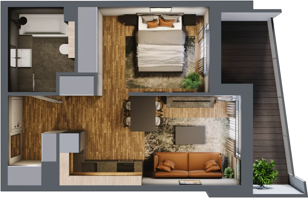 1 pokój, mieszkanie 35,96 m², piętro 1, oferta nr M 15A, Stary Dworzec, Kartuzy, ul. Dworcowa