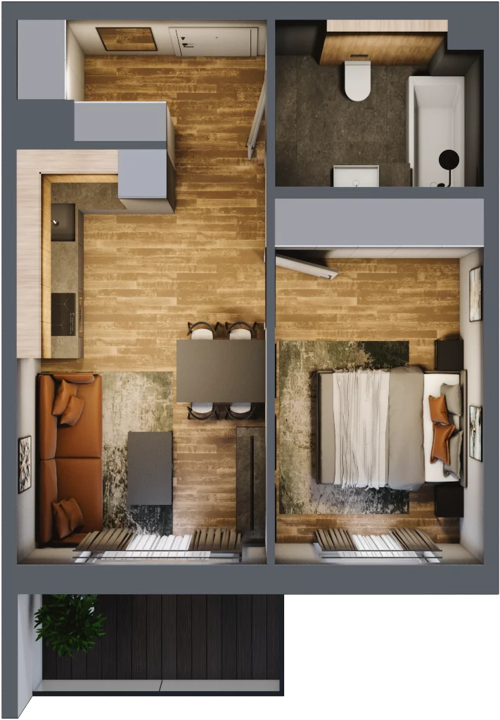 2 pokoje, mieszkanie 37,38 m², piętro 1, oferta nr M 5A, Stary Dworzec, Kartuzy, ul. Dworcowa