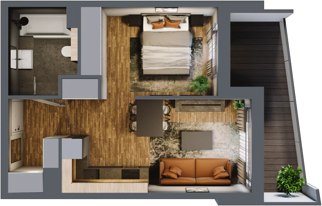 1 pokój, mieszkanie 35,40 m², piętro 3, oferta nr M 46A, Stary Dworzec, Kartuzy, ul. Dworcowa