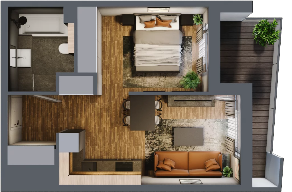 1 pokój, mieszkanie 35,48 m², piętro 2, oferta nr M 32A, Stary Dworzec, Kartuzy, ul. Dworcowa