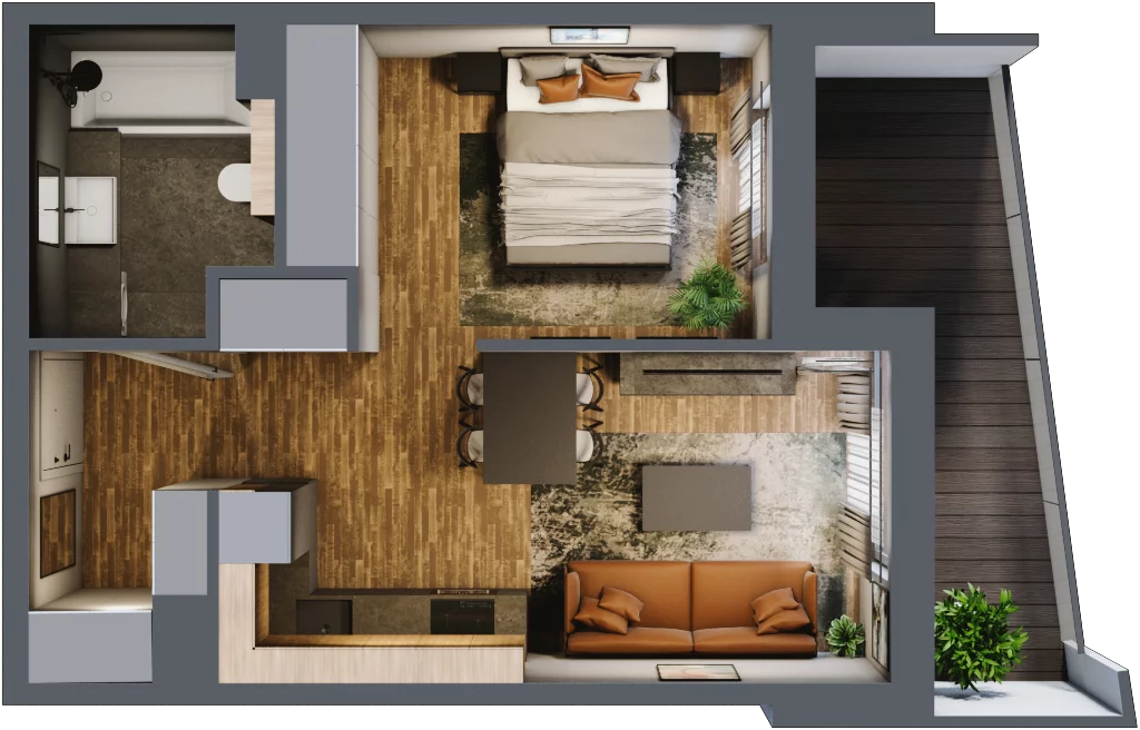 1 pokój, mieszkanie 36,03 m², piętro 2, oferta nr M 30A, Stary Dworzec, Kartuzy, ul. Dworcowa