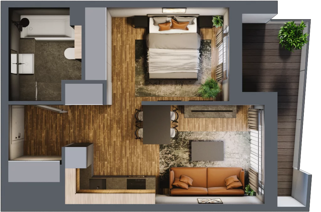 1 pokój, mieszkanie 34,84 m², piętro 3, oferta nr M 48A, Stary Dworzec, Kartuzy, ul. Dworcowa