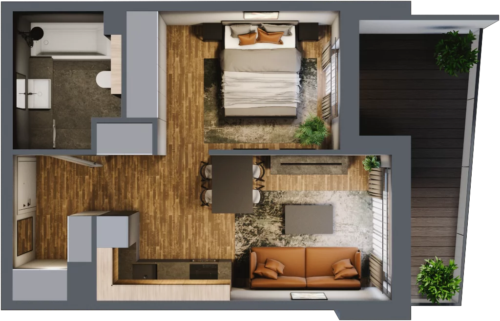 1 pokój, mieszkanie 35,45 m², piętro 3, oferta nr M 47A, Stary Dworzec, Kartuzy, ul. Dworcowa