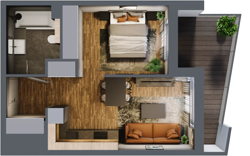 1 pokój, mieszkanie 35,42 m², piętro 1, oferta nr M 16A, Stary Dworzec, Kartuzy, ul. Dworcowa