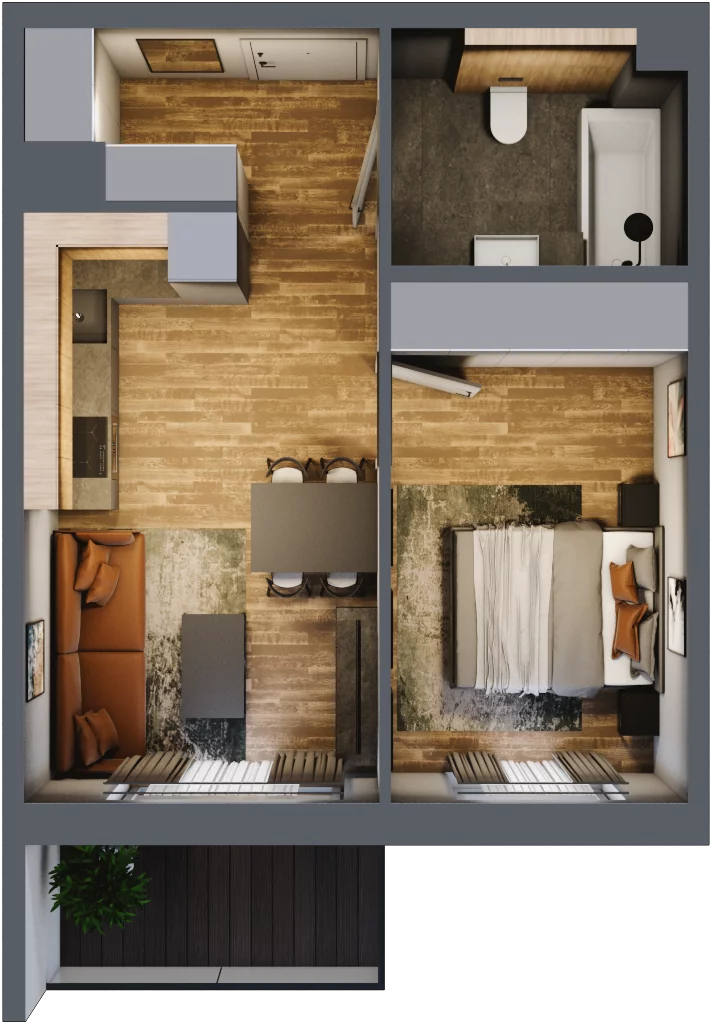 2 pokoje, mieszkanie 37,52 m², piętro 2, oferta nr M 21A, Stary Dworzec, Kartuzy, ul. Dworcowa