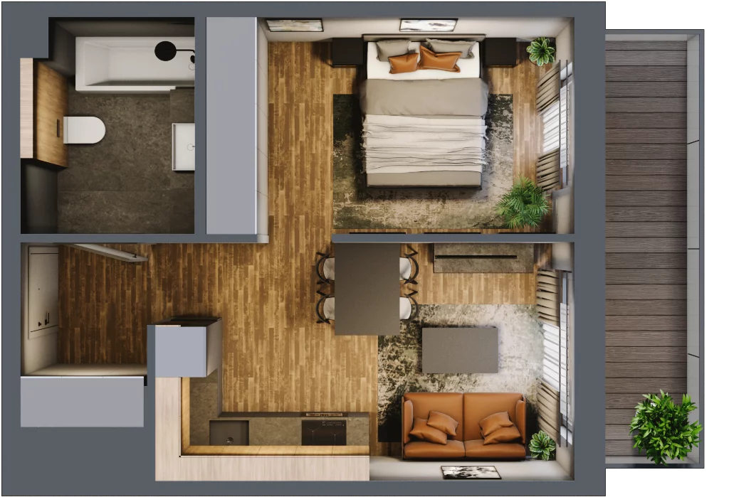 1 pokój, mieszkanie 34,48 m², piętro 2, oferta nr M 64B, Stary Dworzec, Kartuzy, ul. Dworcowa