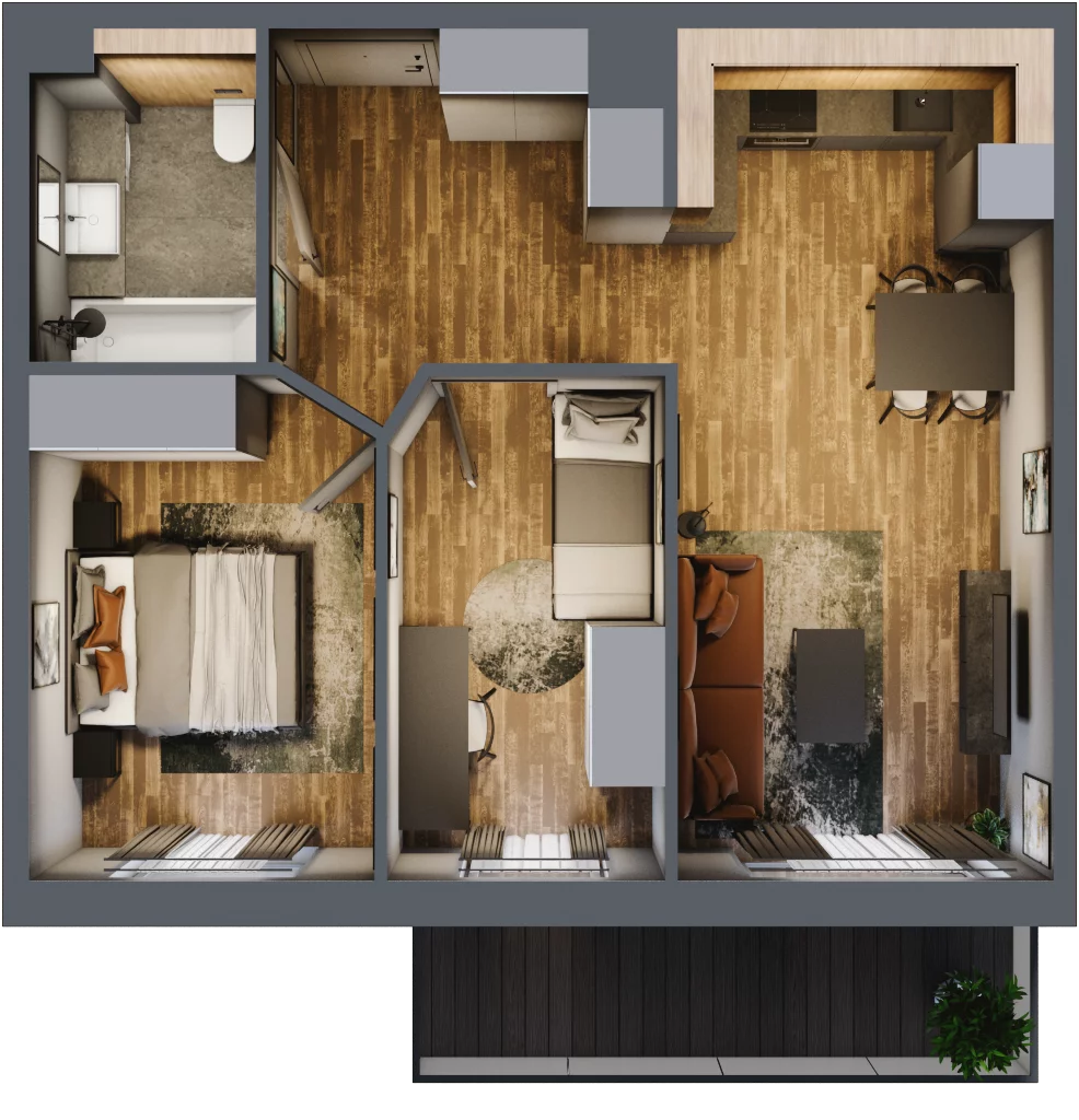 3 pokoje, mieszkanie 52,71 m², piętro 1, oferta nr M 55B, Stary Dworzec, Kartuzy, ul. Dworcowa