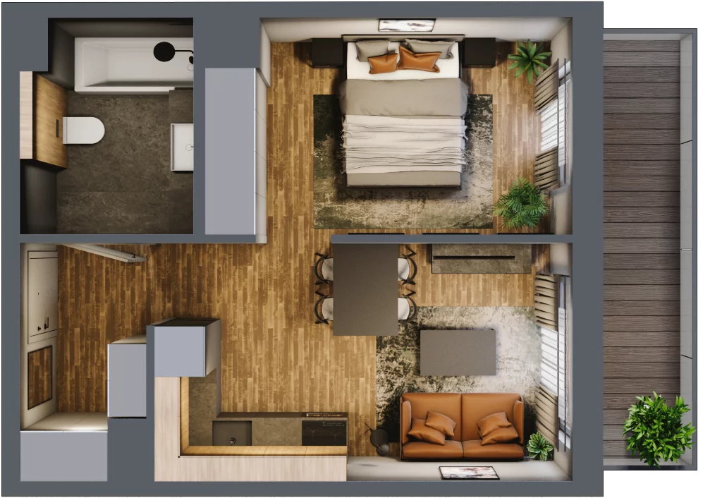 1 pokój, mieszkanie 34,68 m², piętro 2, oferta nr M 63B, Stary Dworzec, Kartuzy, ul. Dworcowa