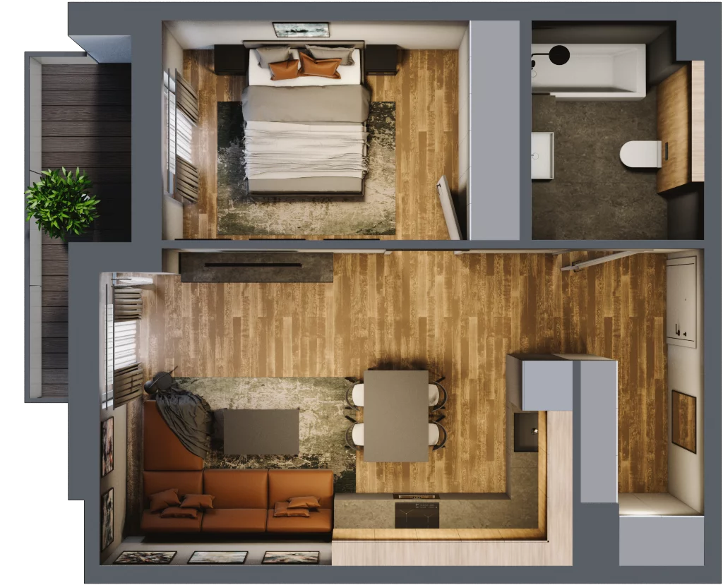 2 pokoje, mieszkanie 43,57 m², piętro 2, oferta nr M 60B, Stary Dworzec, Kartuzy, ul. Dworcowa