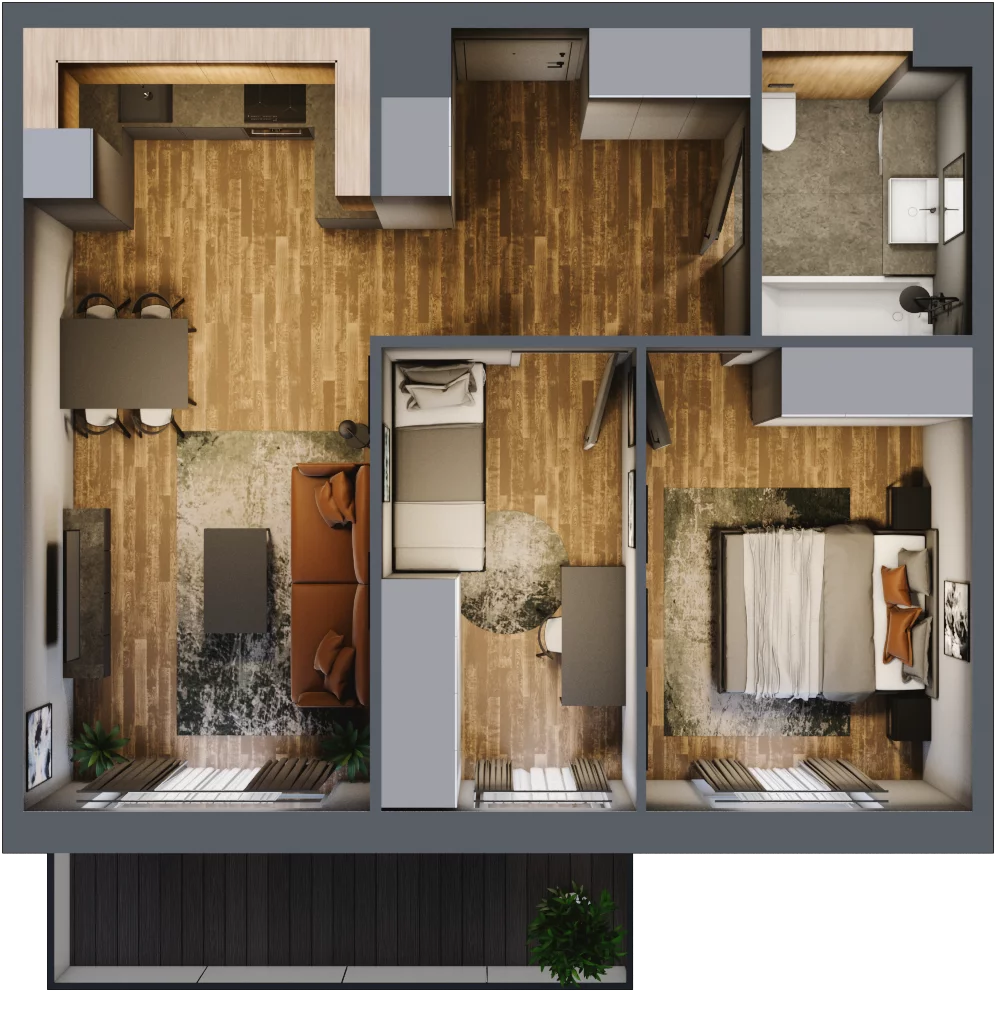 3 pokoje, mieszkanie 53,25 m², piętro 2, oferta nr M 67B, Stary Dworzec, Kartuzy, ul. Dworcowa