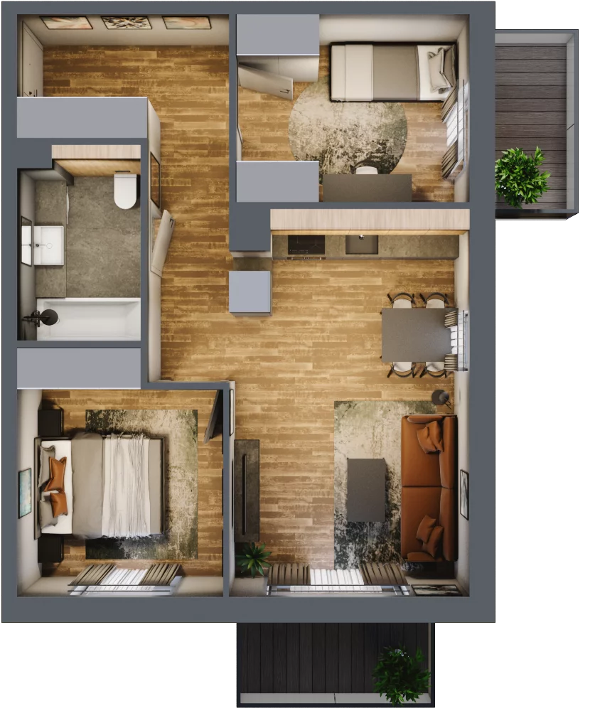 3 pokoje, mieszkanie 54,03 m², piętro 1, oferta nr M 54B, Stary Dworzec, Kartuzy, ul. Dworcowa