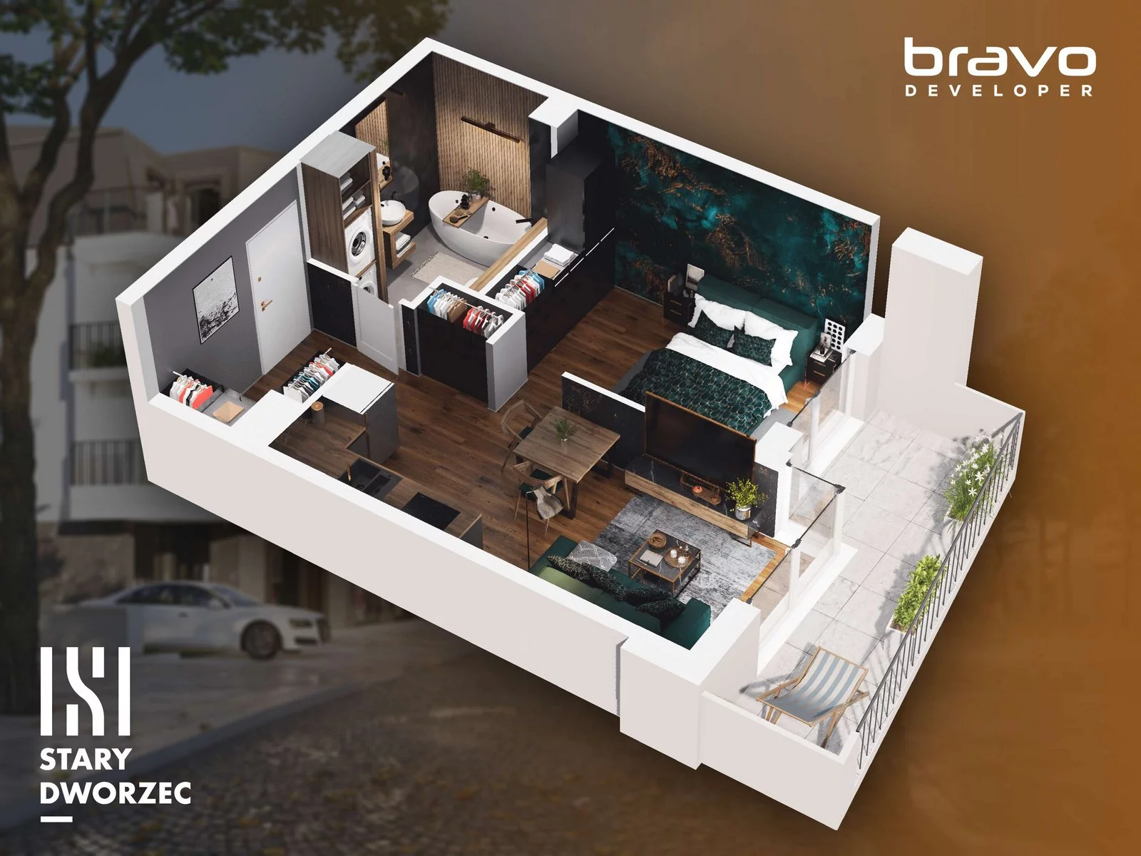 1 pokój, apartament 35,96 m², piętro 1, oferta nr M 15A, Stary Dworzec, Kartuzy, ul. Dworcowa