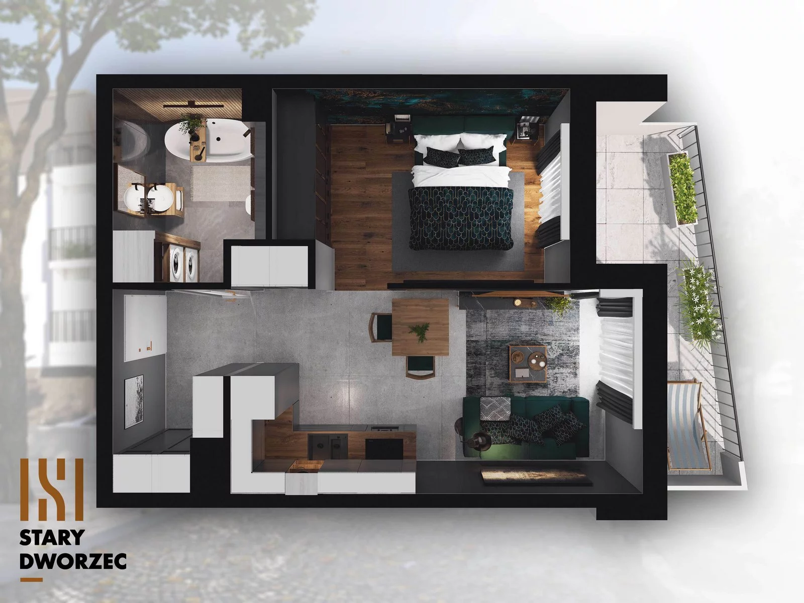 1 pokój, apartament 35,96 m², piętro 1, oferta nr M 15A, Stary Dworzec, Kartuzy, ul. Dworcowa