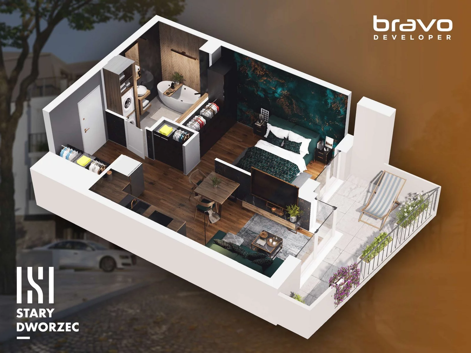 1 pokój, mieszkanie 35,42 m², piętro 1, oferta nr M 16A, Stary Dworzec, Kartuzy, ul. Dworcowa