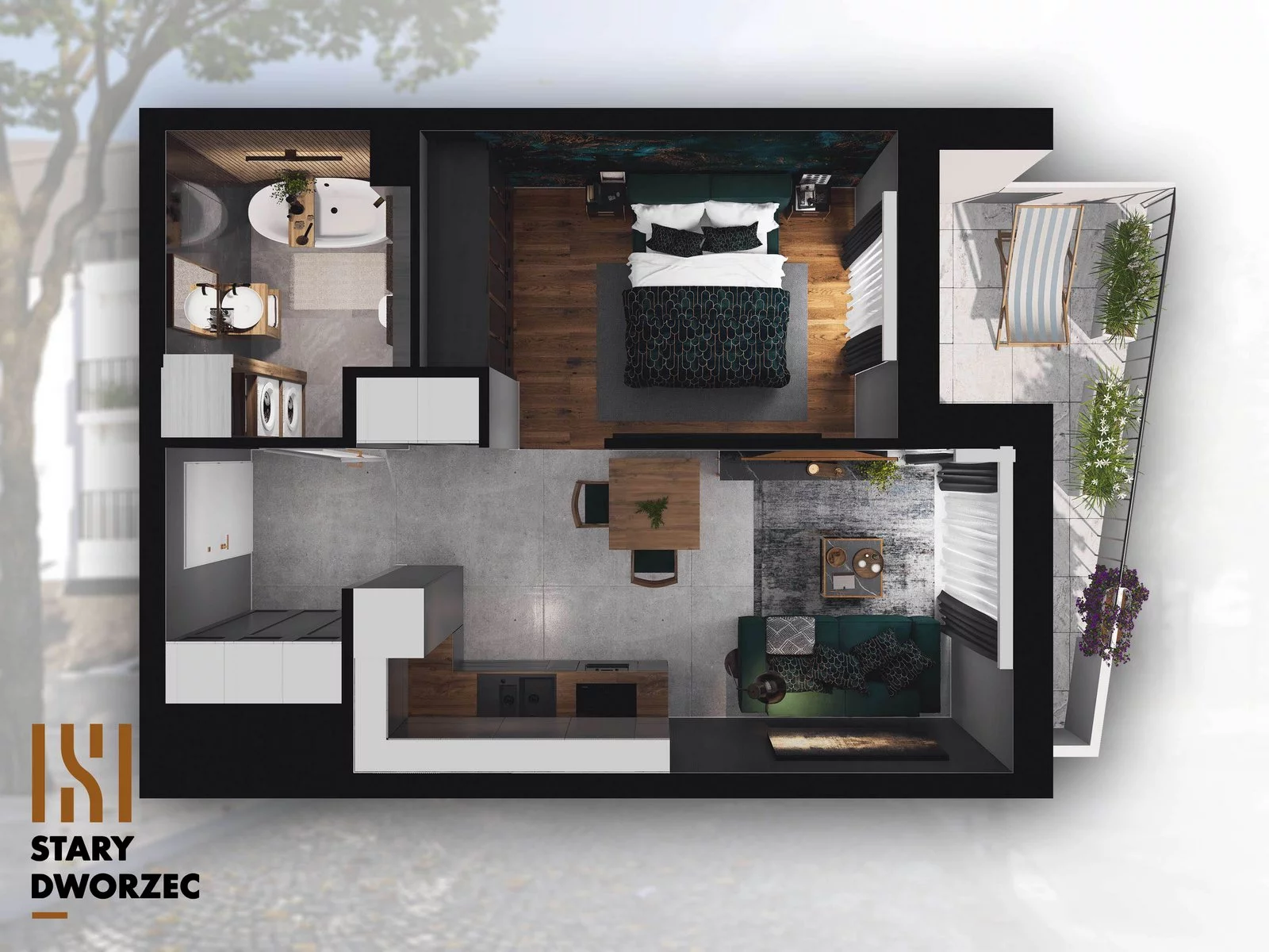 1 pokój, mieszkanie 35,42 m², piętro 1, oferta nr M 16A, Stary Dworzec, Kartuzy, ul. Dworcowa