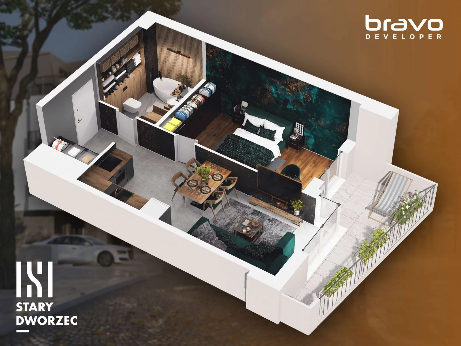 2 pokoje, mieszkanie 42,79 m², piętro 2, oferta nr M 18A, Stary Dworzec, Kartuzy, ul. Dworcowa