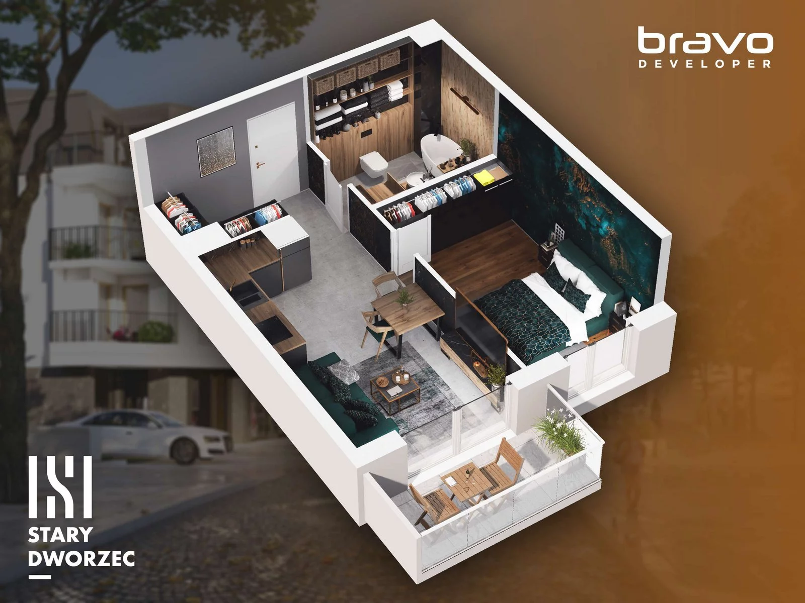2 pokoje, apartament 37,52 m², piętro 2, oferta nr M 21A, Stary Dworzec, Kartuzy, ul. Dworcowa