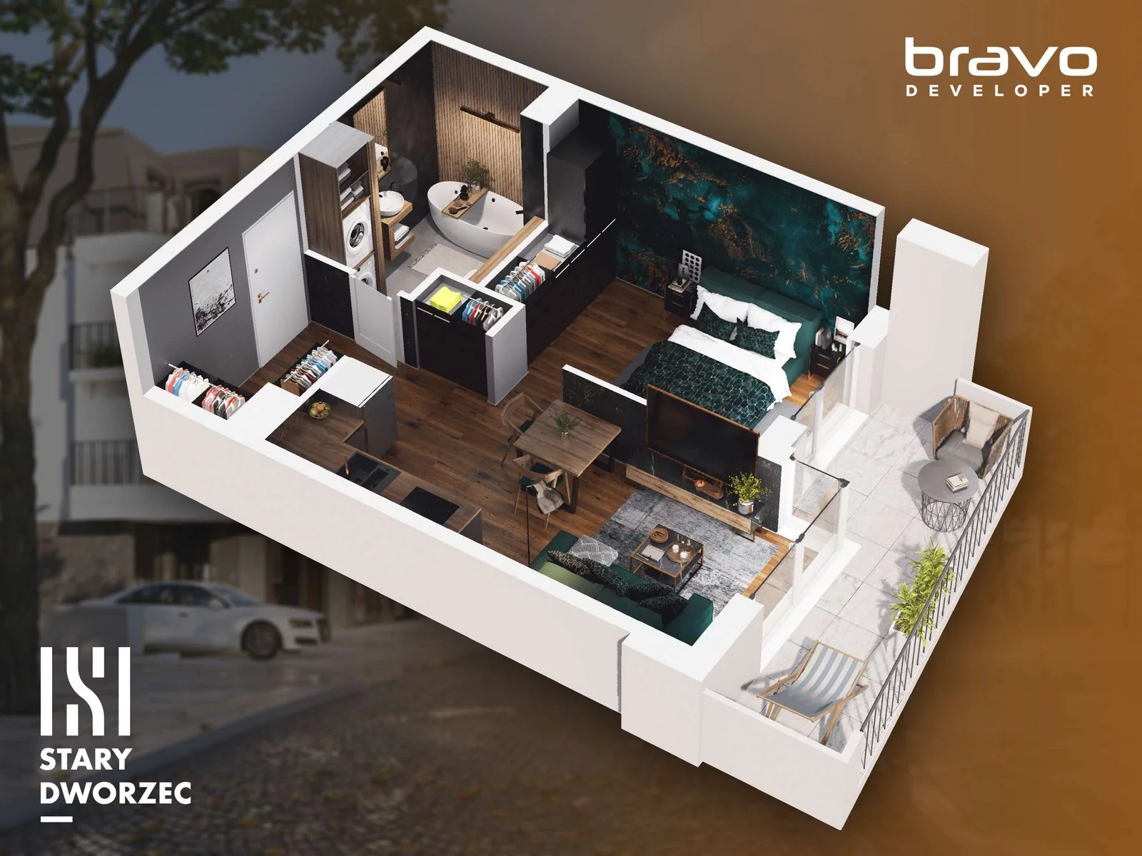 1 pokój, apartament 36,03 m², piętro 2, oferta nr M 30A, Stary Dworzec, Kartuzy, ul. Dworcowa