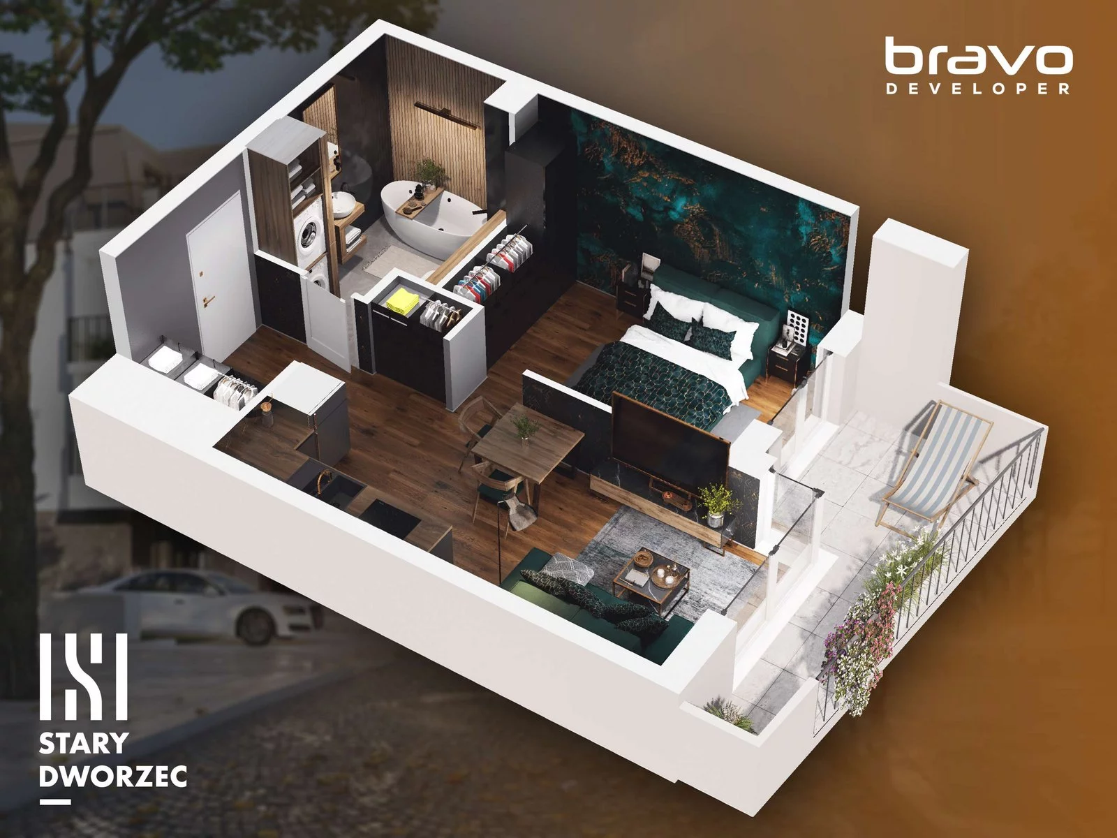 1 pokój, mieszkanie 35,48 m², piętro 2, oferta nr M 32A, Stary Dworzec, Kartuzy, ul. Dworcowa