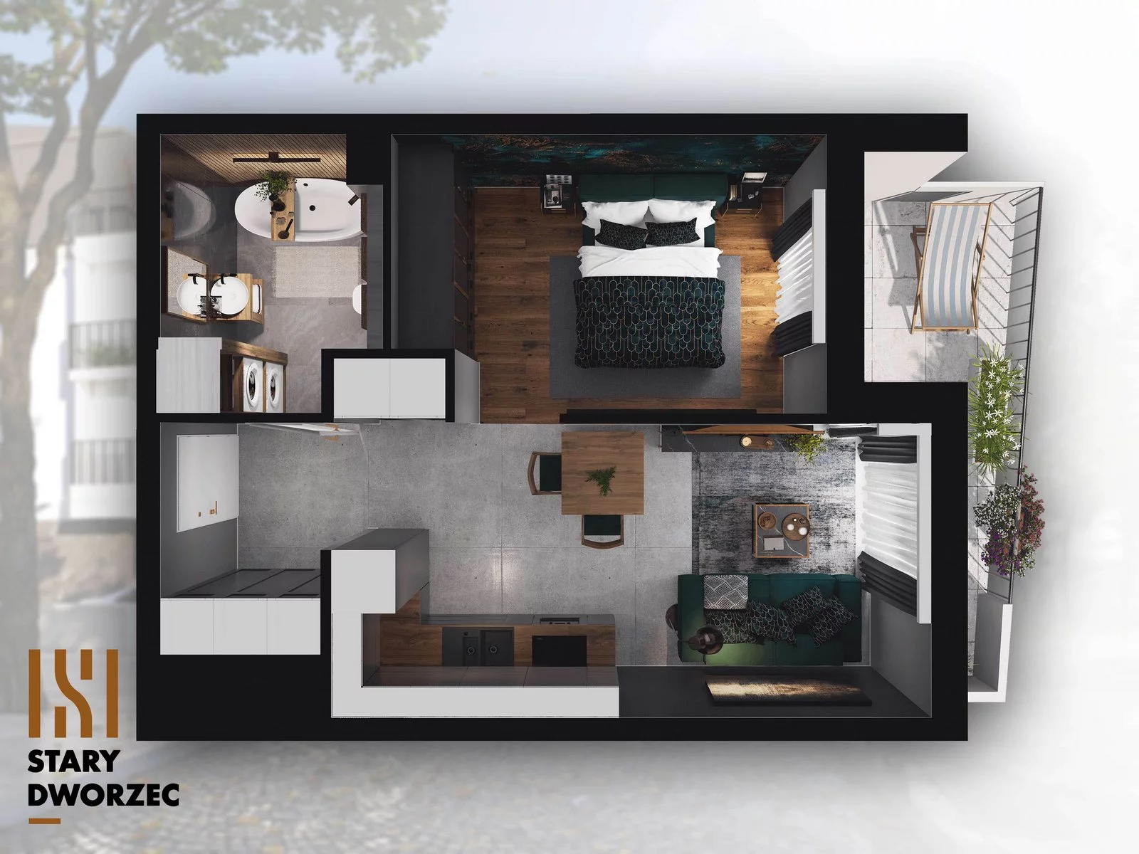1 pokój, mieszkanie 35,48 m², piętro 2, oferta nr M 32A, Stary Dworzec, Kartuzy, ul. Dworcowa
